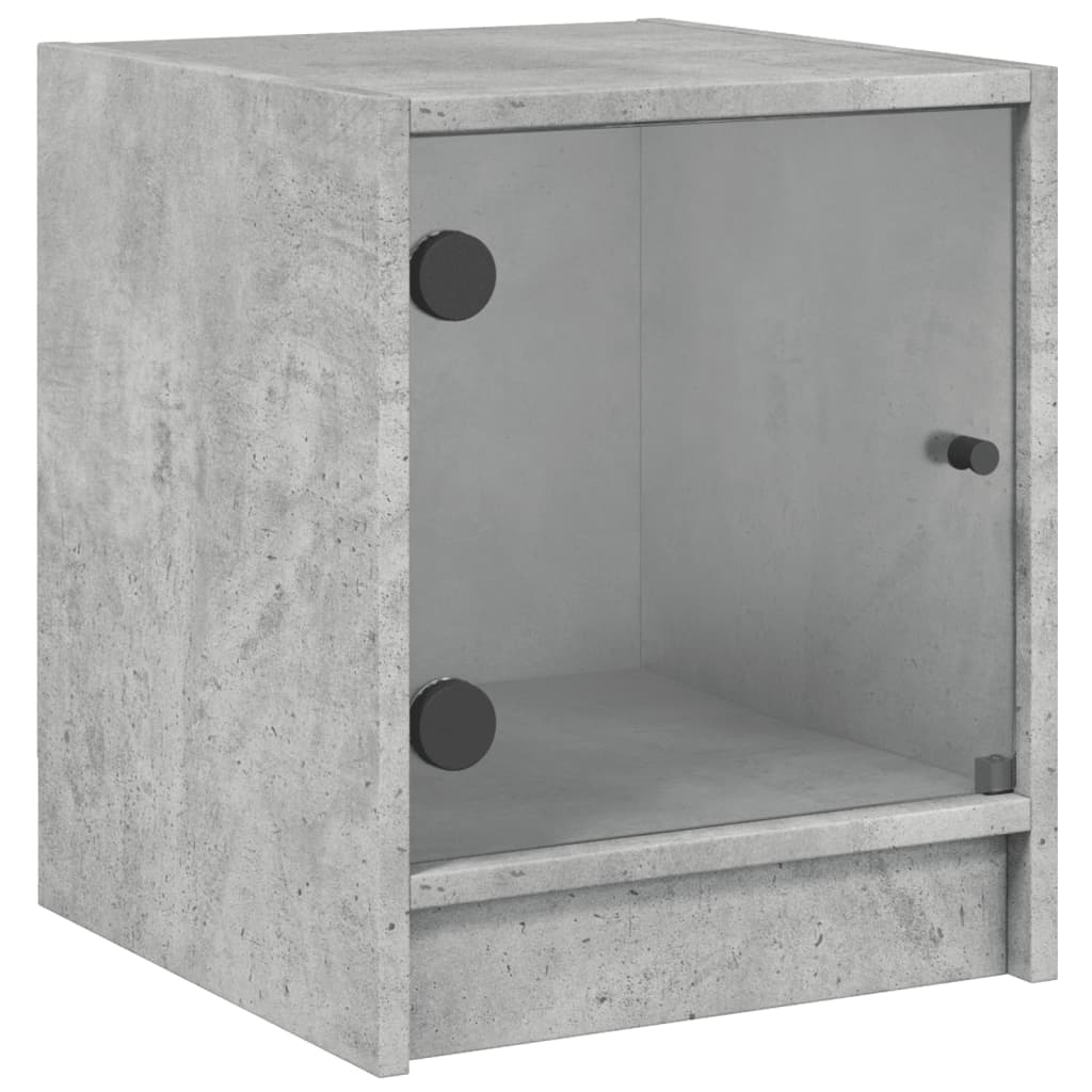 Nachttische mit Glastüren, 2er-Set, betongrau, 35 cm