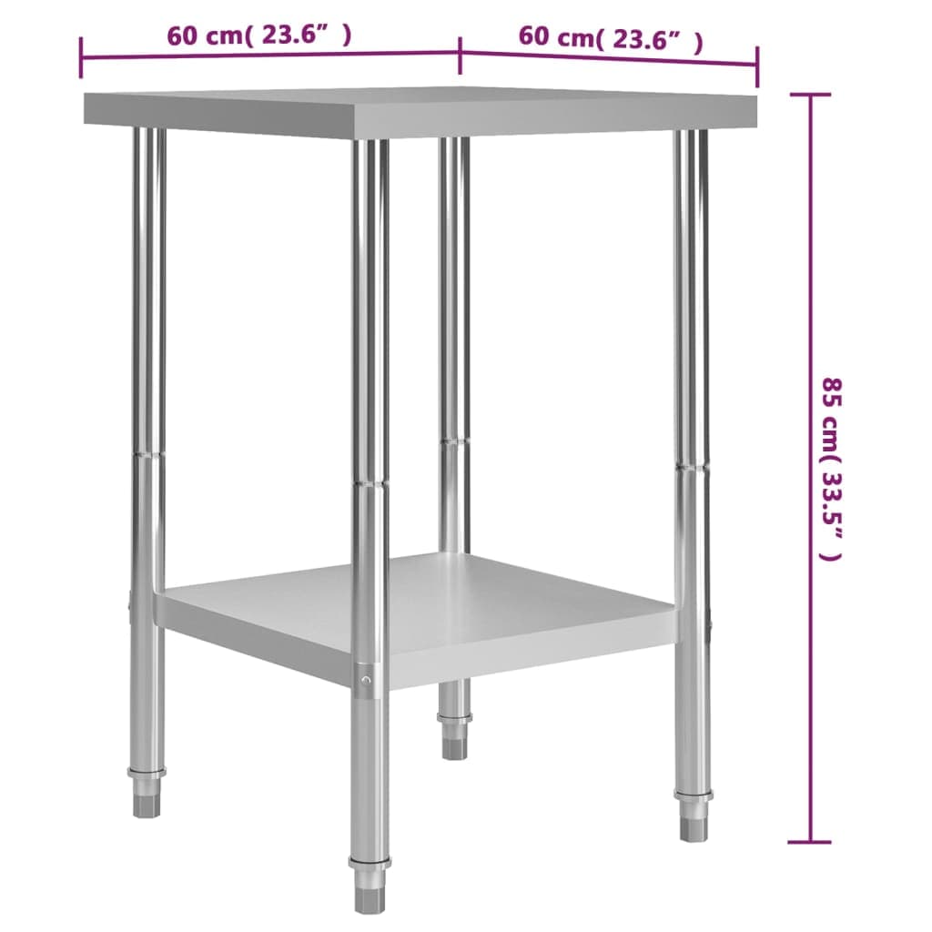 Edelstahl-Arbeitstisch Küche 60 und 80 cm