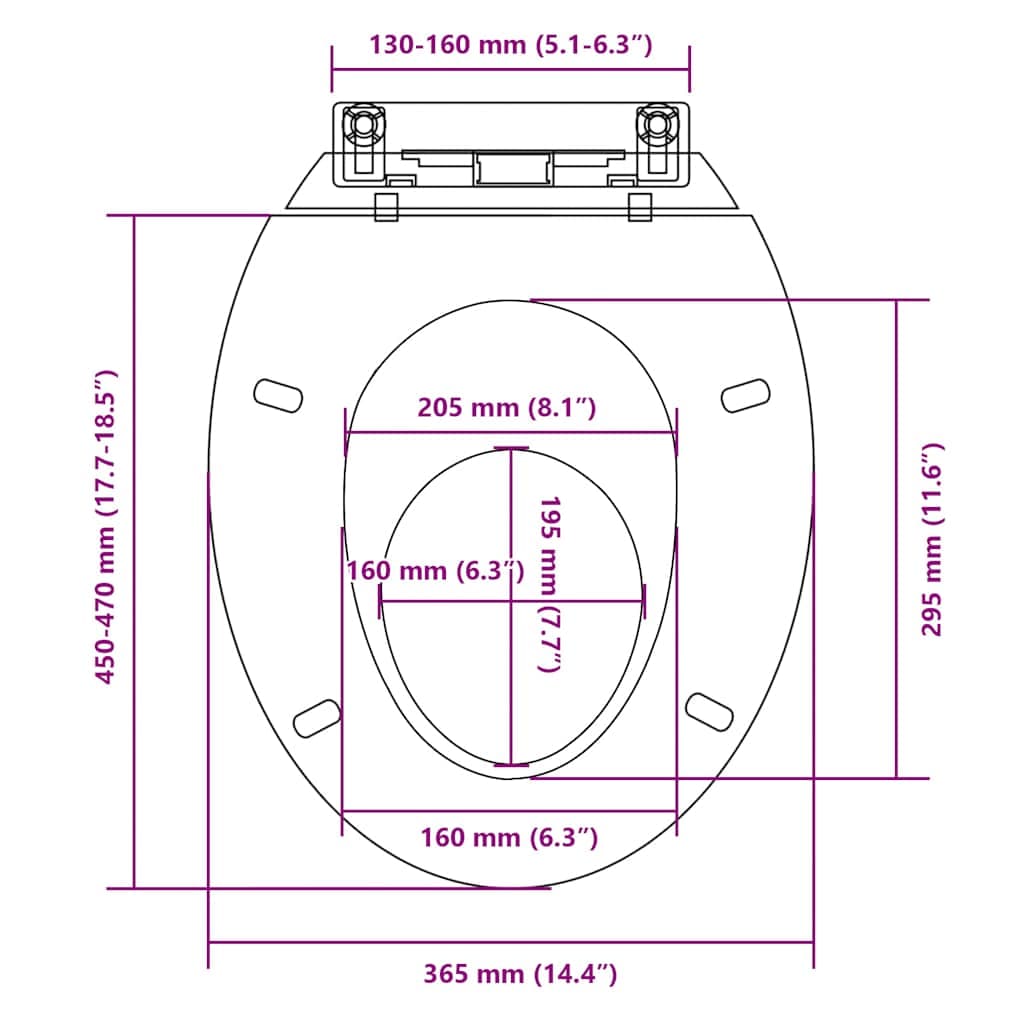 Ovale Toilettenbrille mit Soft-Close-Mechanismus