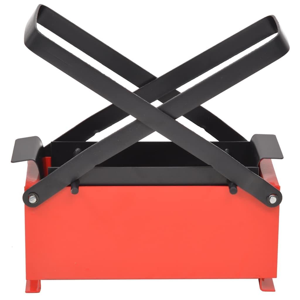 Papierbrikettpresse aus Stahl, 34x14x14 cm, Schwarz-Rot