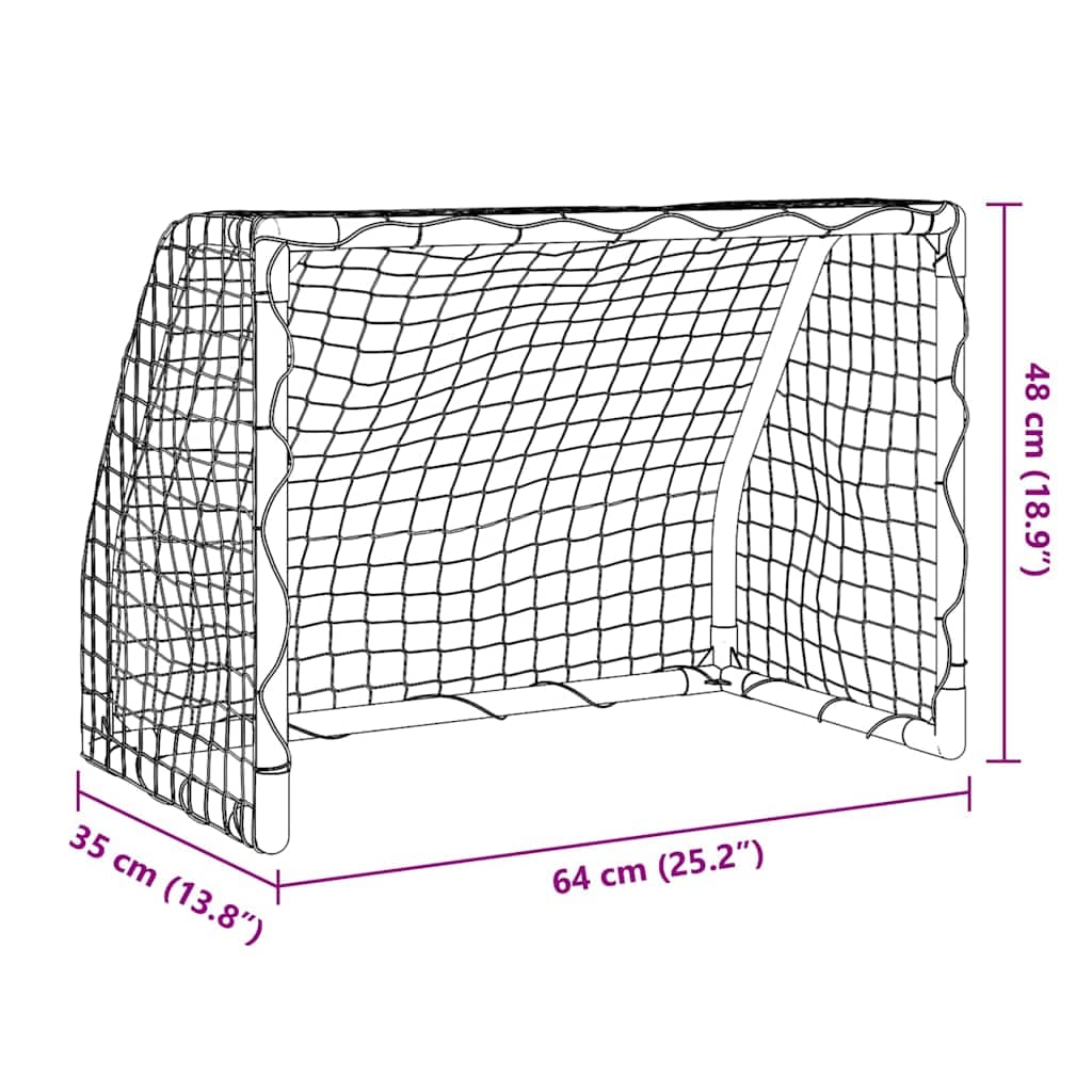 Buts de football enfants, 2 pièces avec ballon, blanc