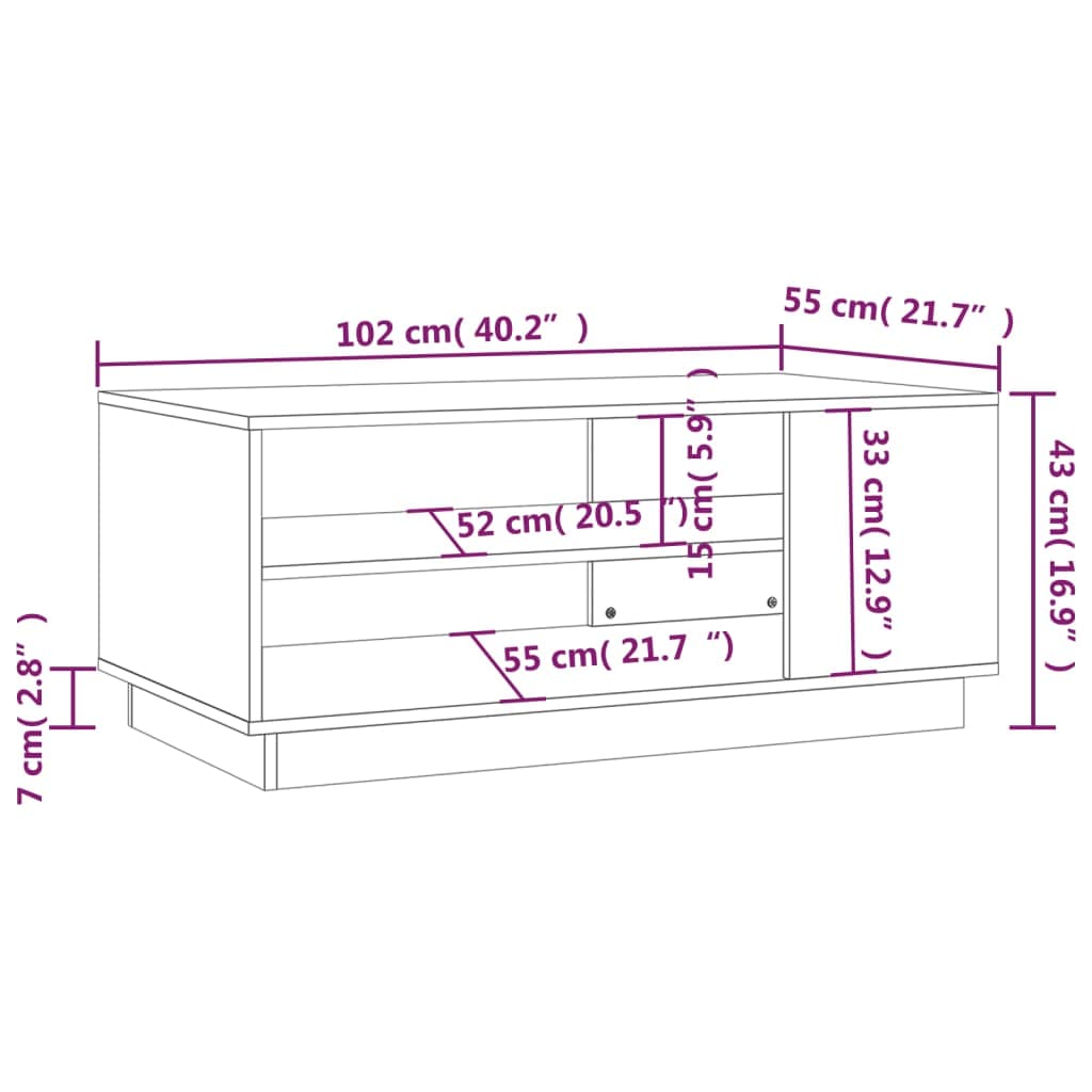 Couchtisch aus Holz 102 cm breit