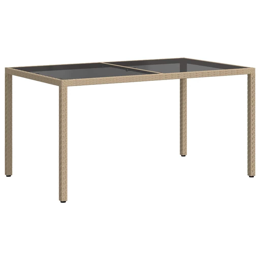 Mesa de jardín 150x90x75 cm cristal polirratán beige