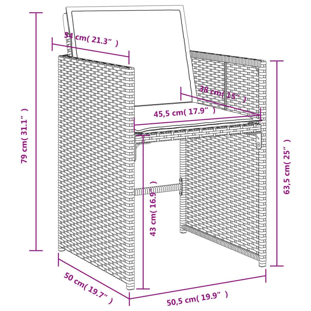 Gartenstühle Polster 4er-Set Polyrattan