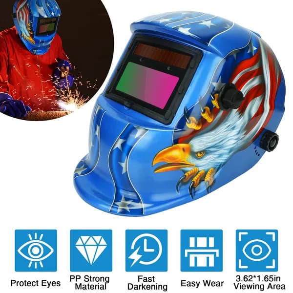 Casco di saldatura solare con oscuramento automatico e gamma di toni regolabile 9-13