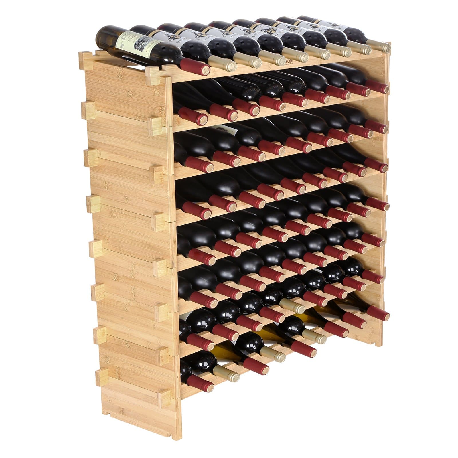 Stapelbares Weinregal aus Bambus für 72 Flaschen