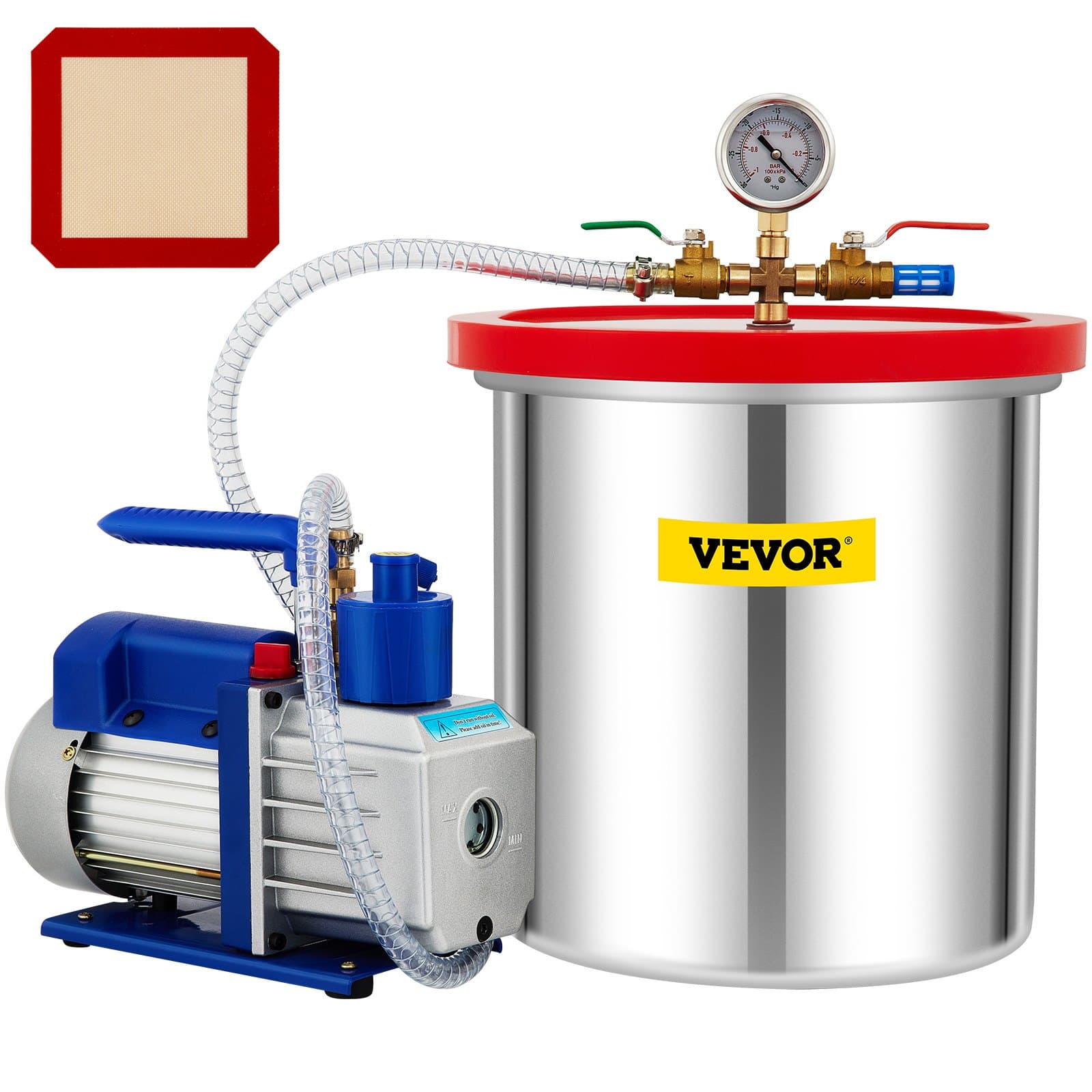 Vakuumpumpe Unterdruckpumpe Vakuumkammer-Kit 19L 142L/min einstufig