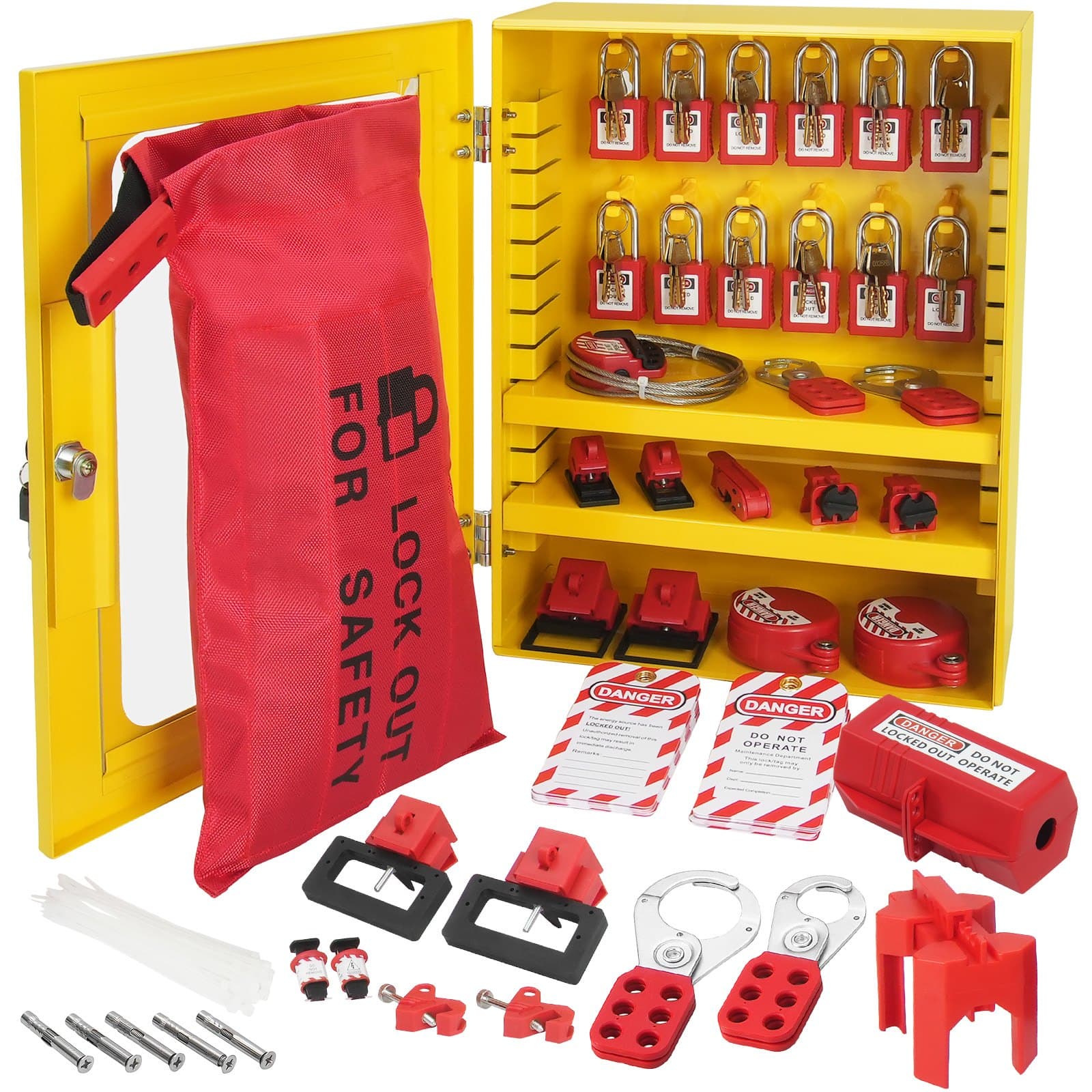 Kit elettrico di blocco ed etichettatura con 59 pezzi