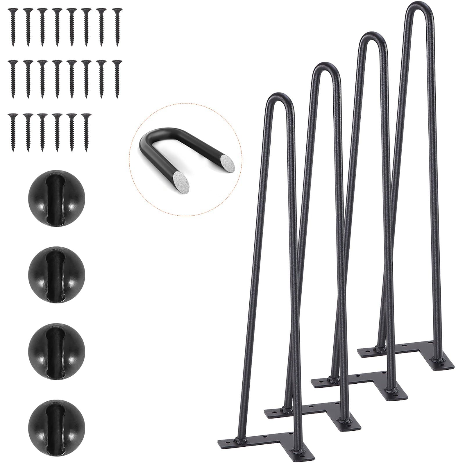 4er-Set Tischbeine Haarnadelbein 482 mm, 227 kg Tragfähigkeit