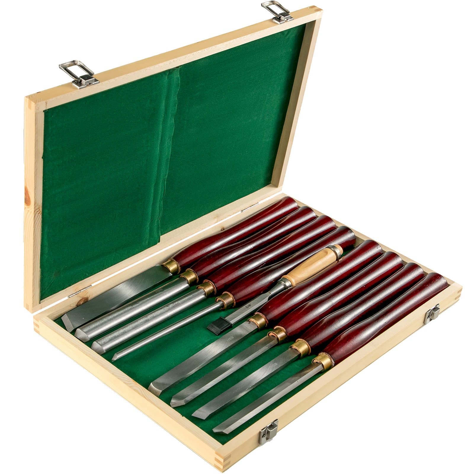 Stechbeitel-Set, 8-teilig, 17 cm, HSS, mit Holzkiste