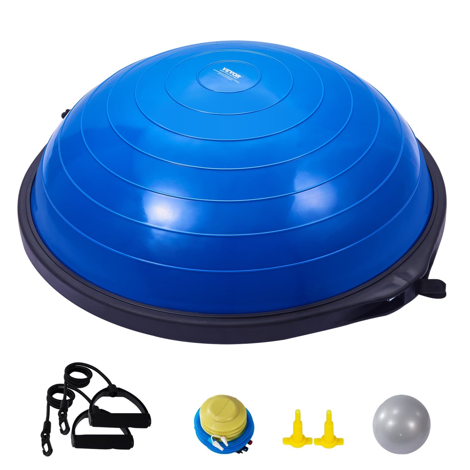 Half Exercise Ball Trainer, 66 cm, 680 kg Capacity, with Resistance Bands
