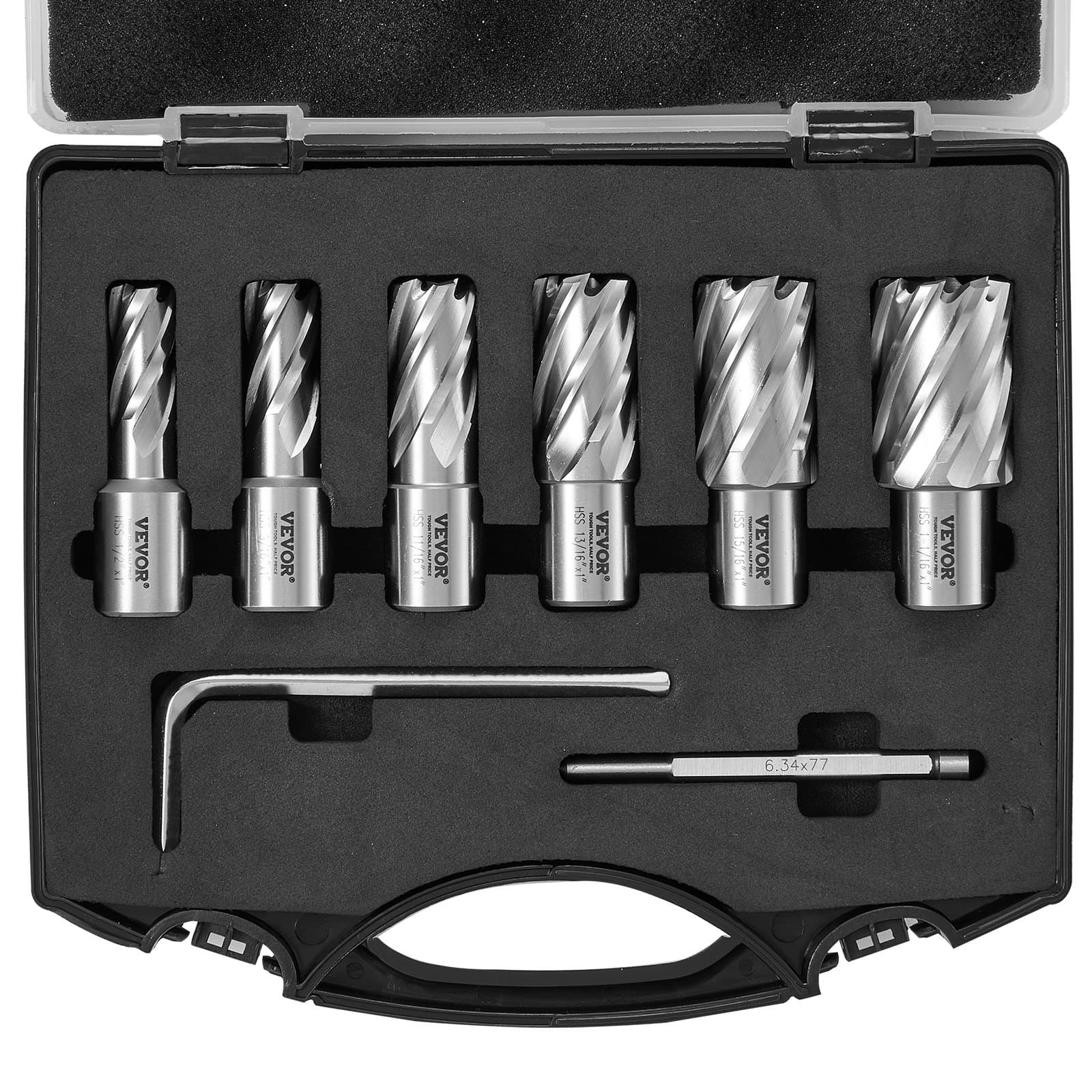 Kronenbohrer-Set Metall 6-teilig 1/2 bis 1-1/16 Zoll