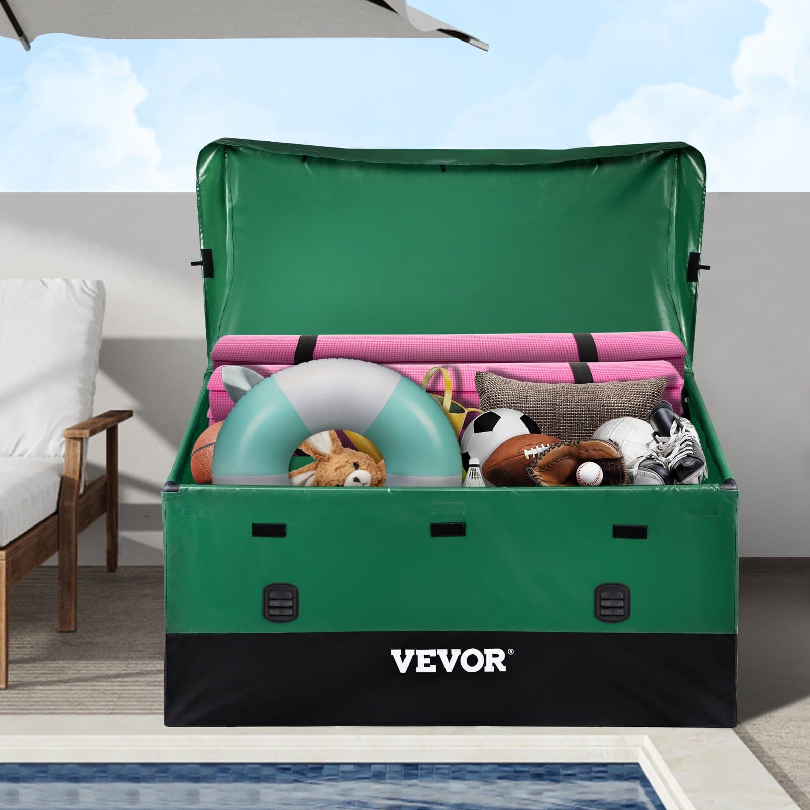 Coffre de rangement 660L en bâche PE pour extérieur