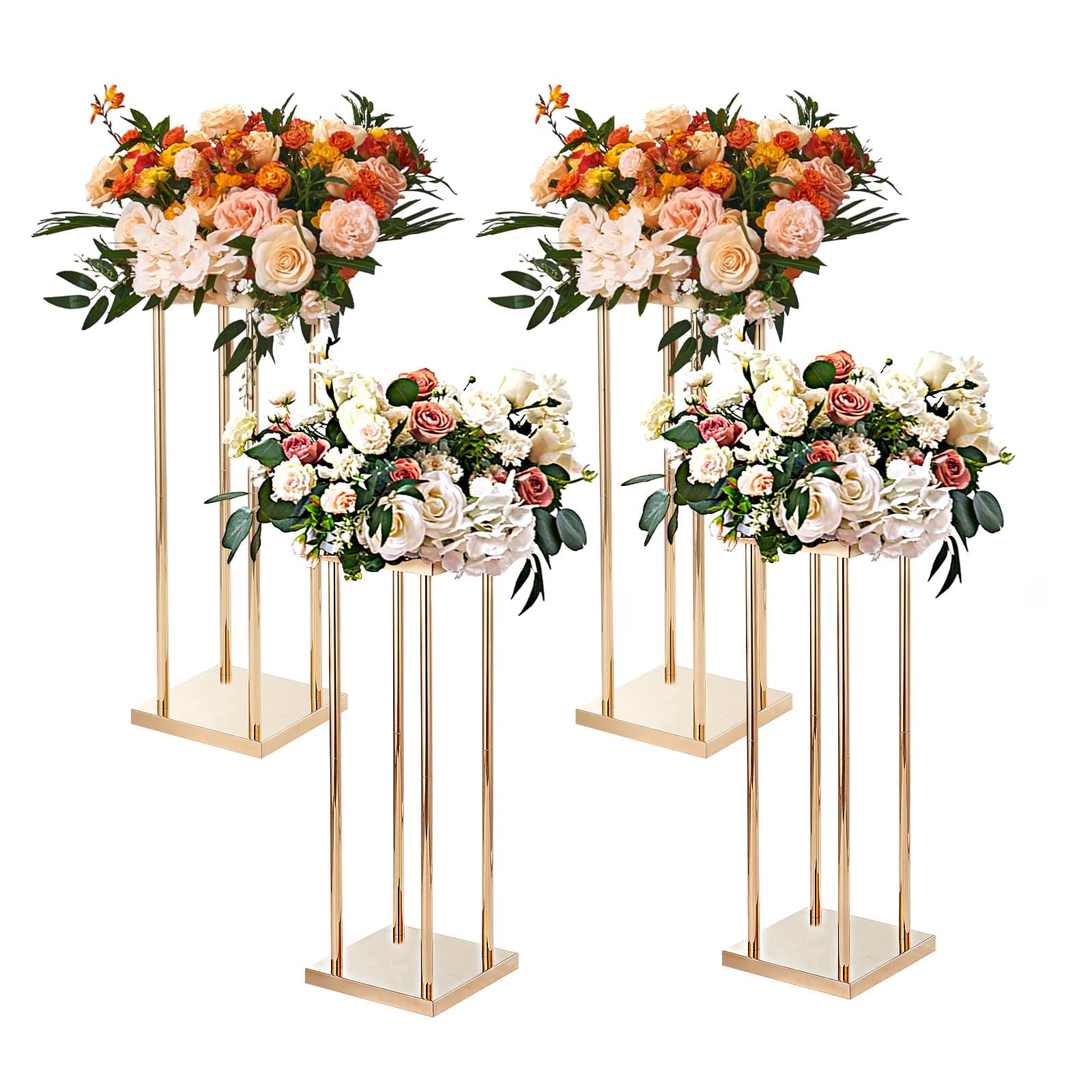4er-Set Blumenhocker Eckig 20x20x80 cm Eisen Beistelltisch