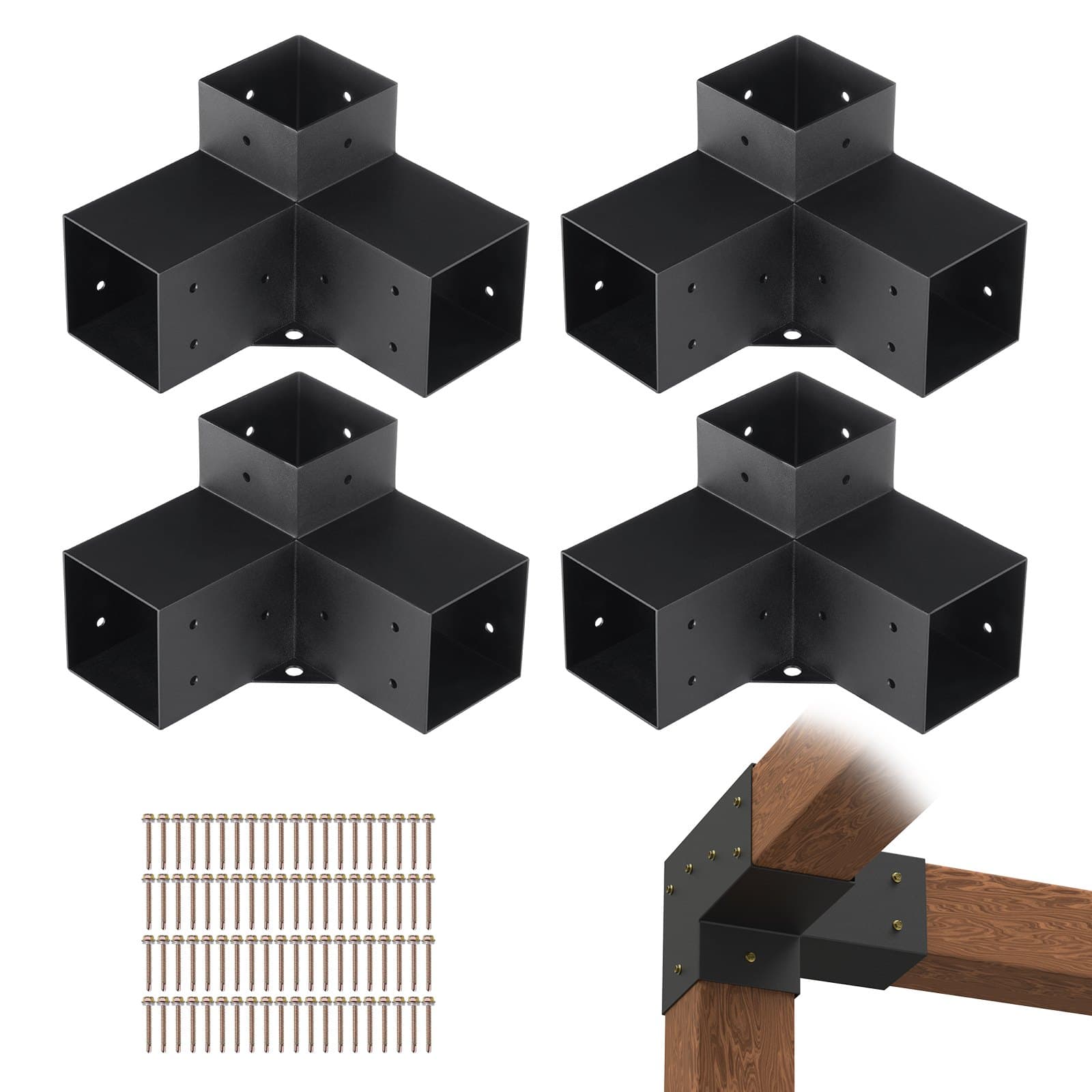 4er-Set Pfostenverbinder 10 x 10 cm, 90° Eckverbinder