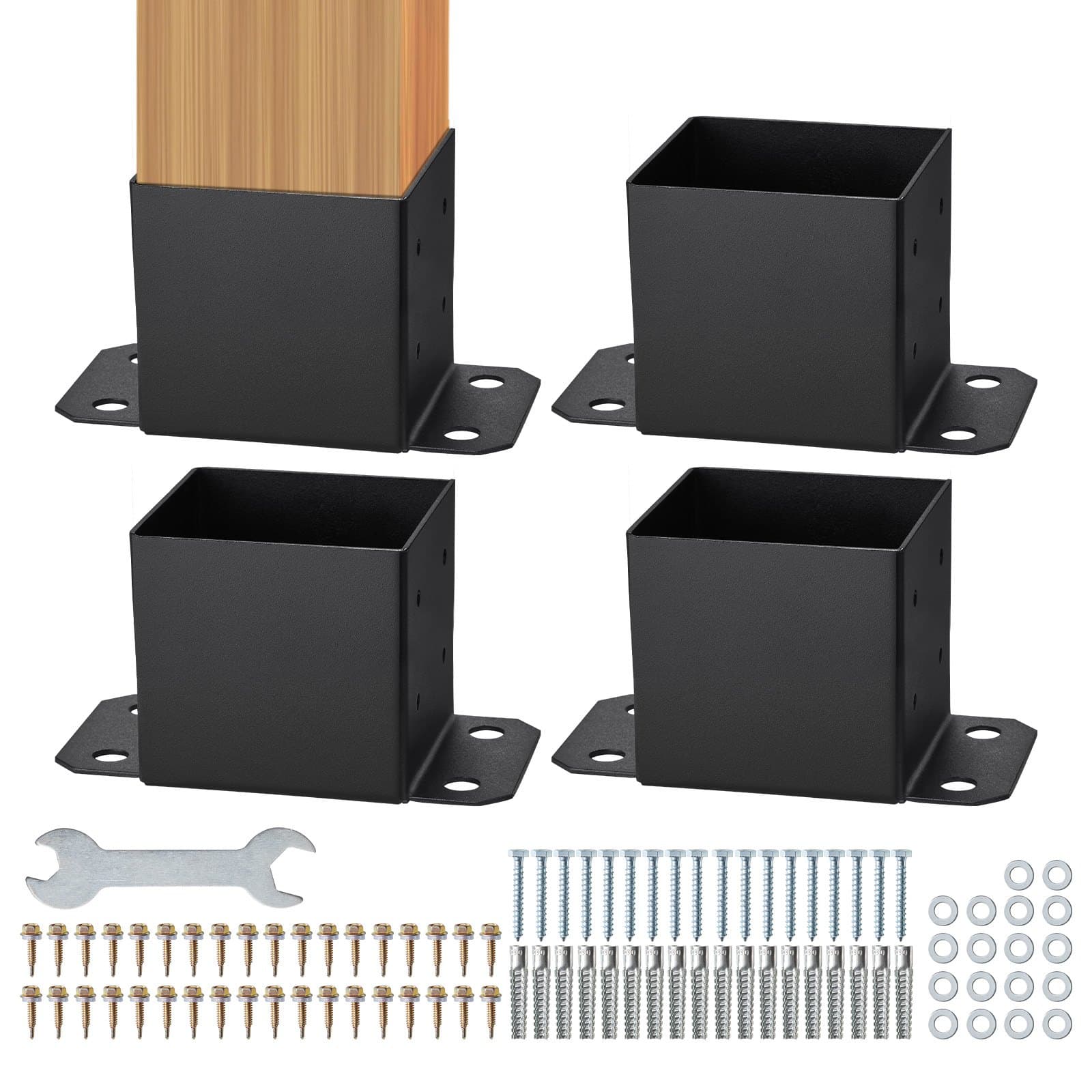 4er-Set Aufschraubhülse 214 x 146 x 140 mm Pfostenträger aus Kohlenstoffstahl