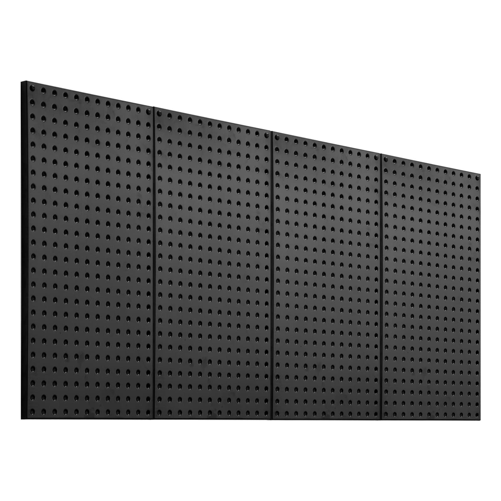 Panel de herramientas, 61 x 30 cm, juego de 4, acero perforado, negro