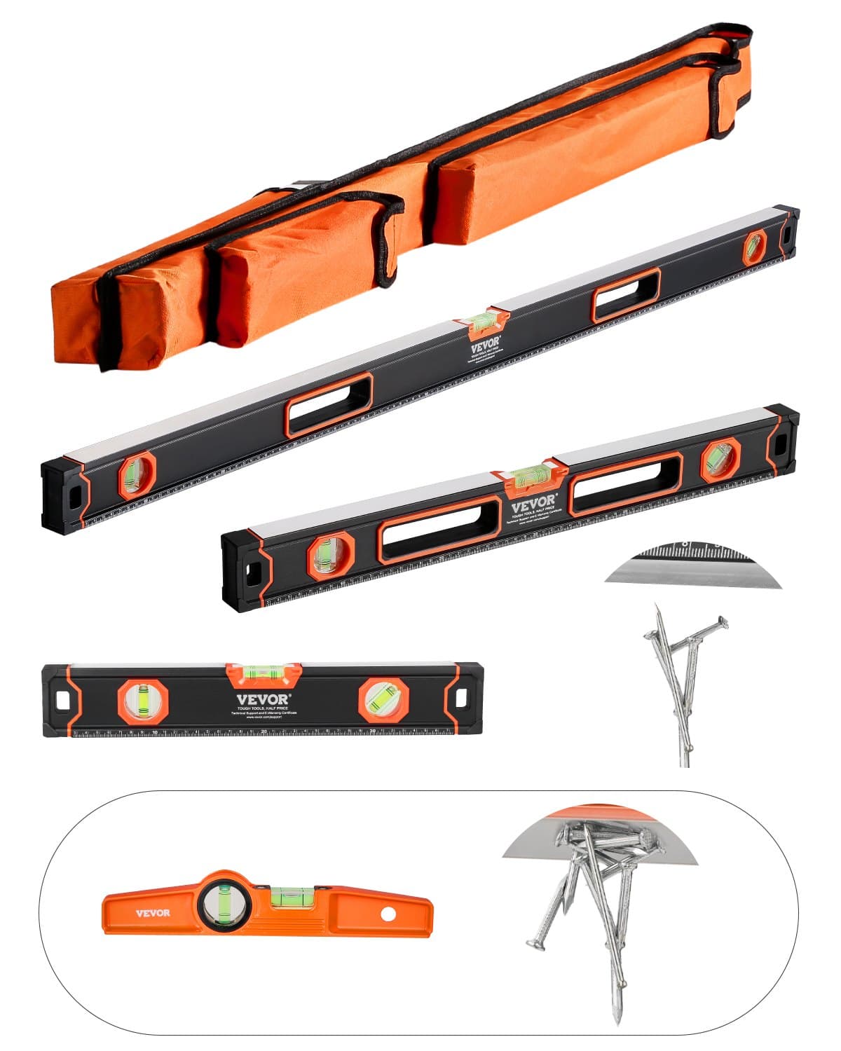 Set di 4 livelle torpedo, 120/60/40/25 cm