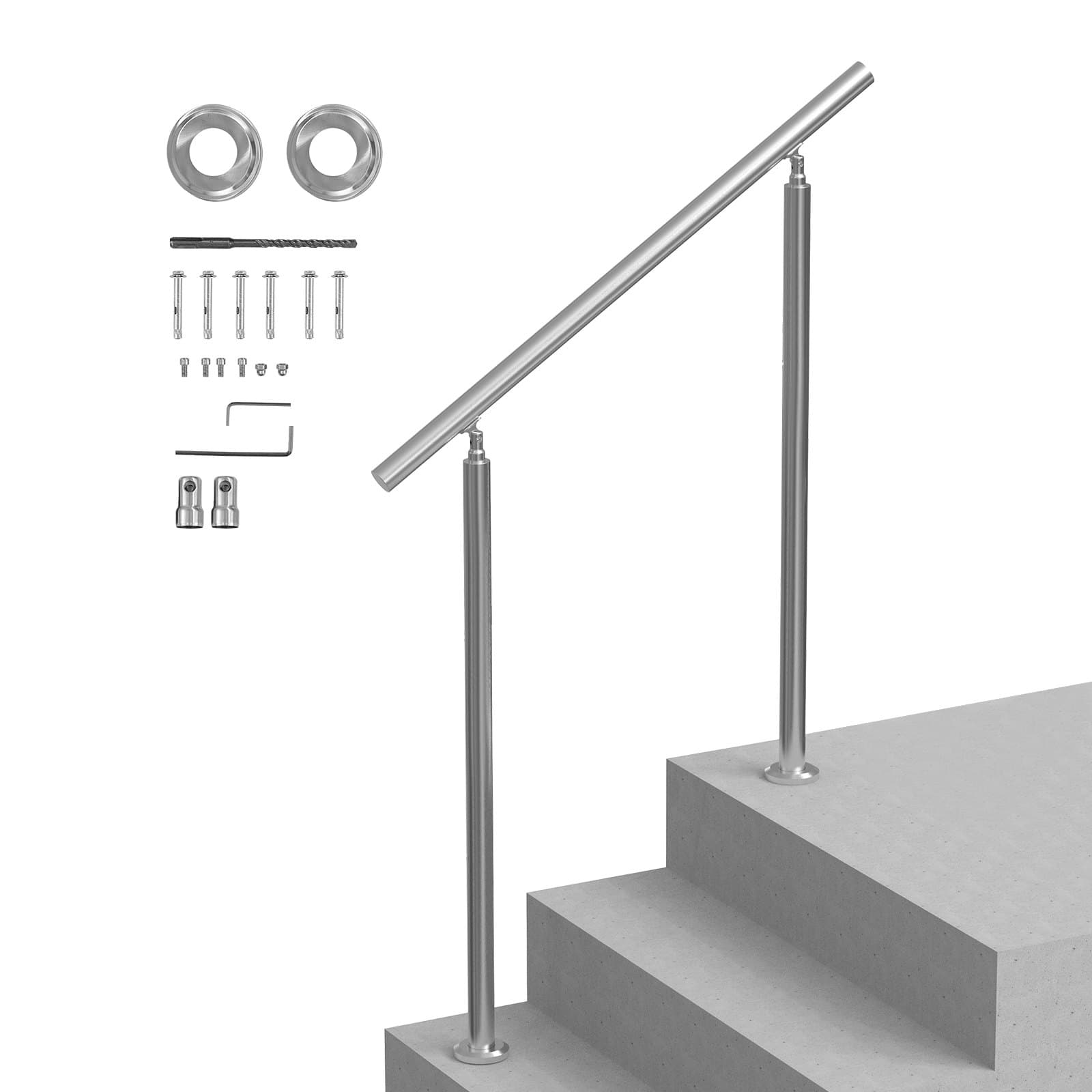 Handlauf für Außentreppen, 100 cm, Edelstahl, mit Montagesatz
