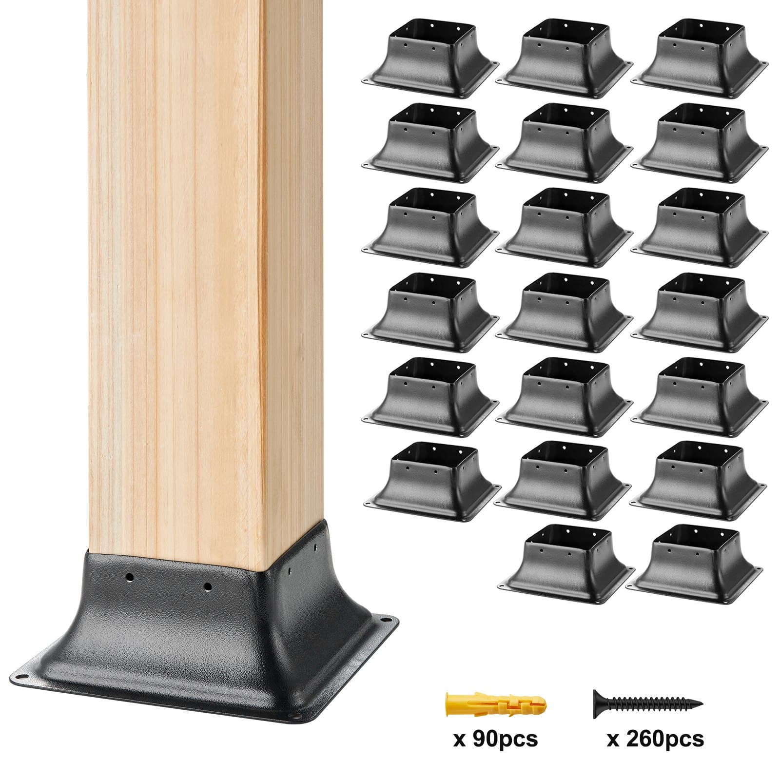 Juego de 20 bases atornillables 153 x 153 x 62 mm de acero al carbono