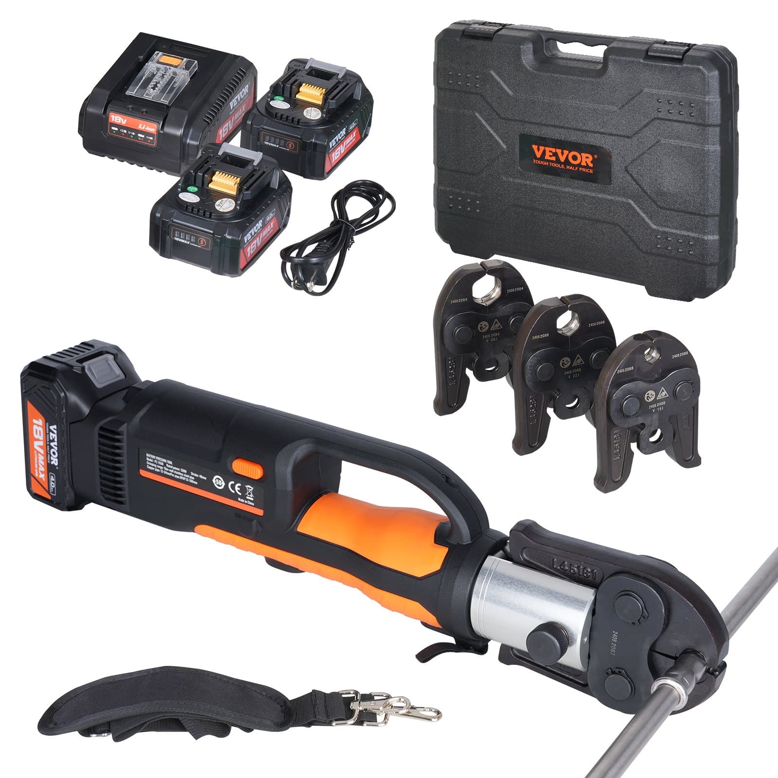 Elektrisches Rohrcrimpwerkzeug-Set mit V15-, V22-, V28-Backen