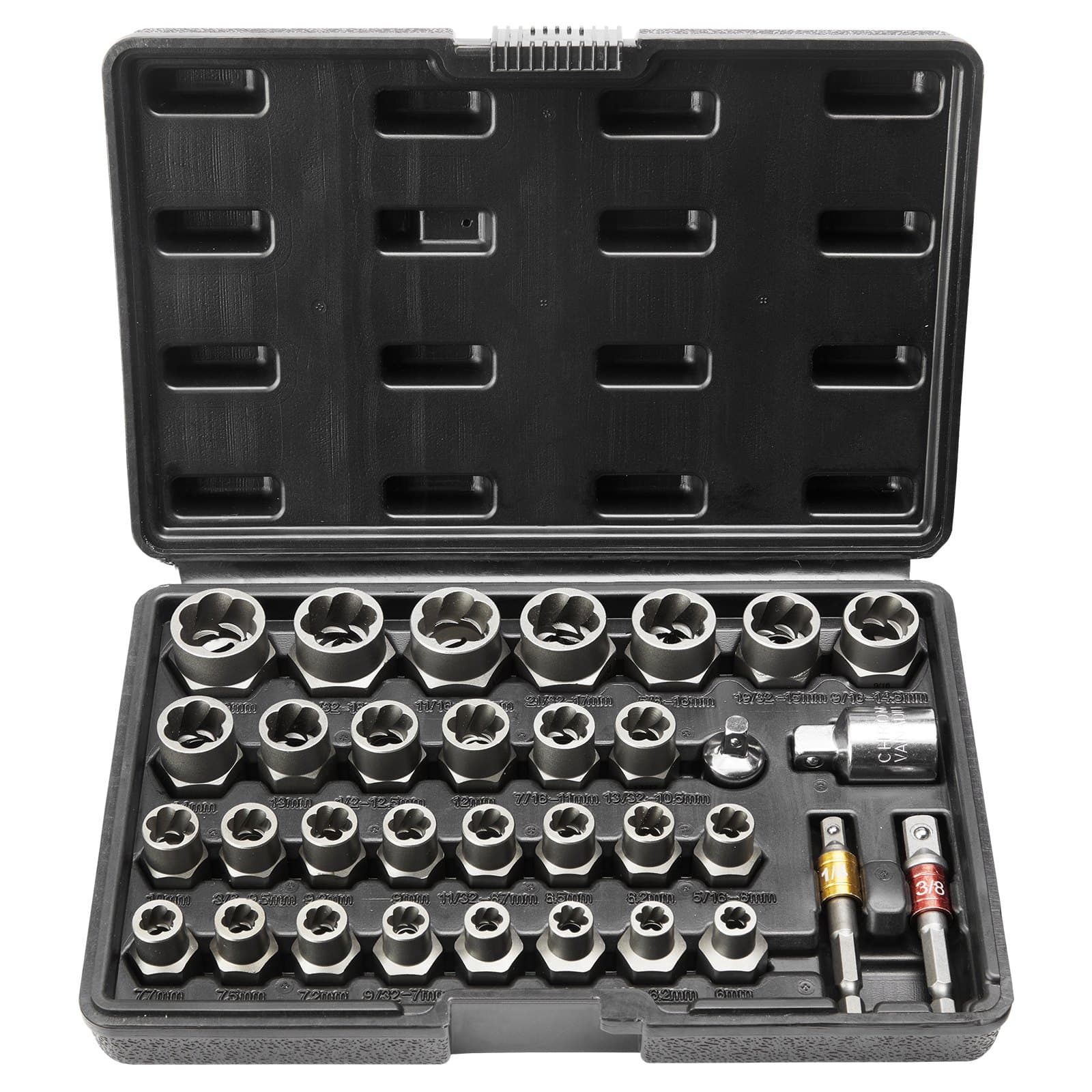 Bolzenausdreher-Set, 29-teilig, 6 mm bis 19,05 mm, Cr-Mo-Stahl