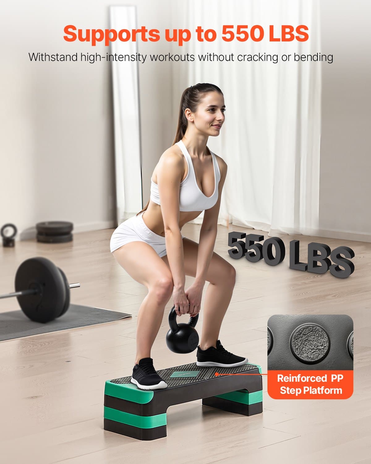Step aérobic réglable en hauteur pour fitness
