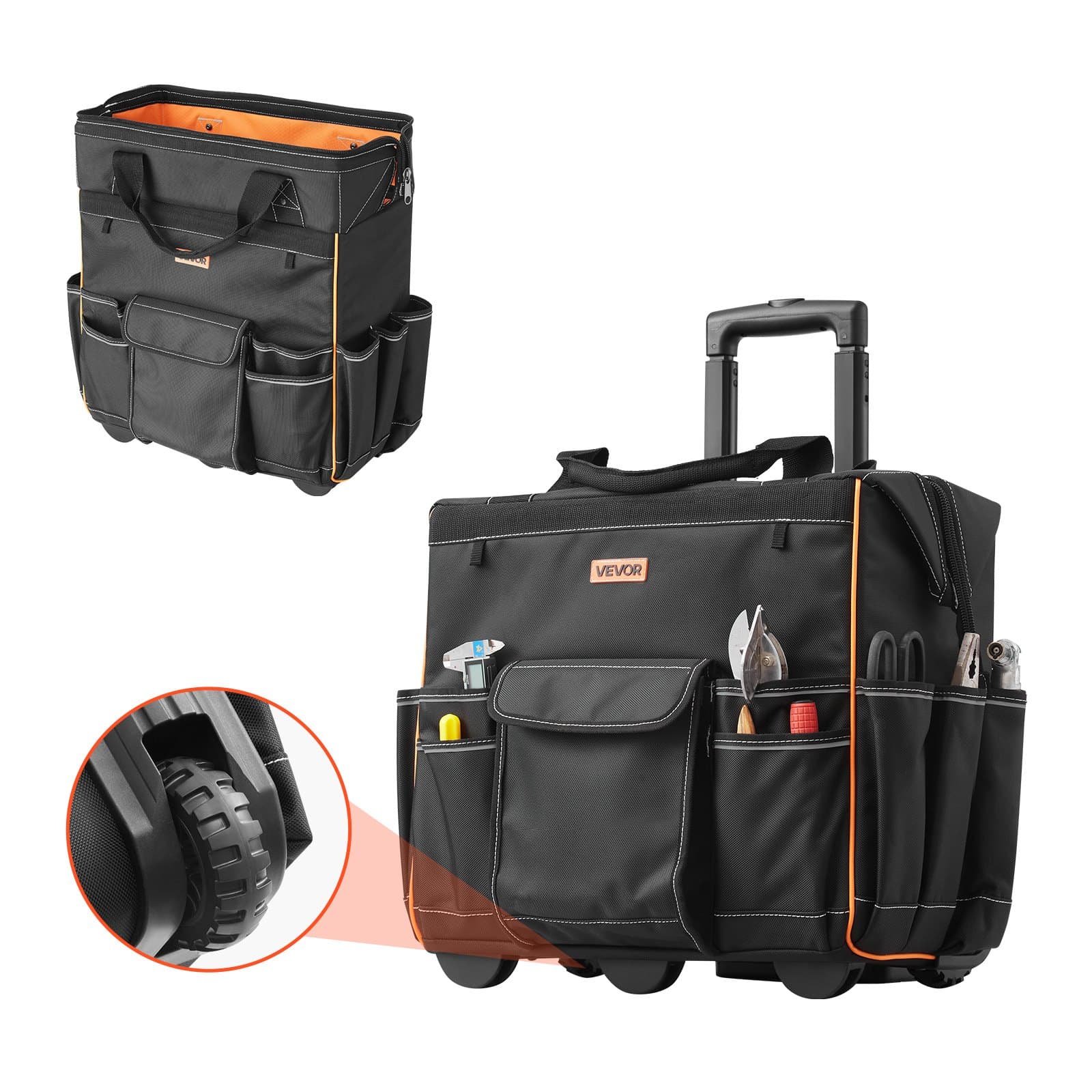 Rollbare Werkzeugtasche mit Teleskopgriff, 50 kg