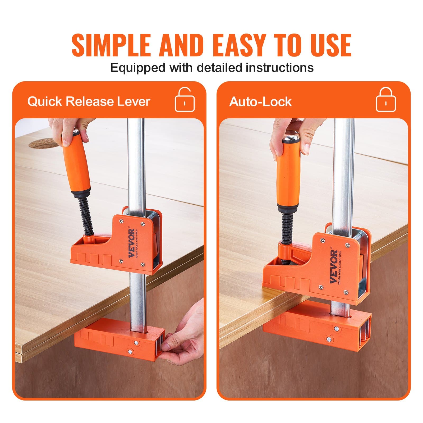 Stangenklemmen für Holzbearbeitung, 2er-Pack, 127 cm, 499 kg