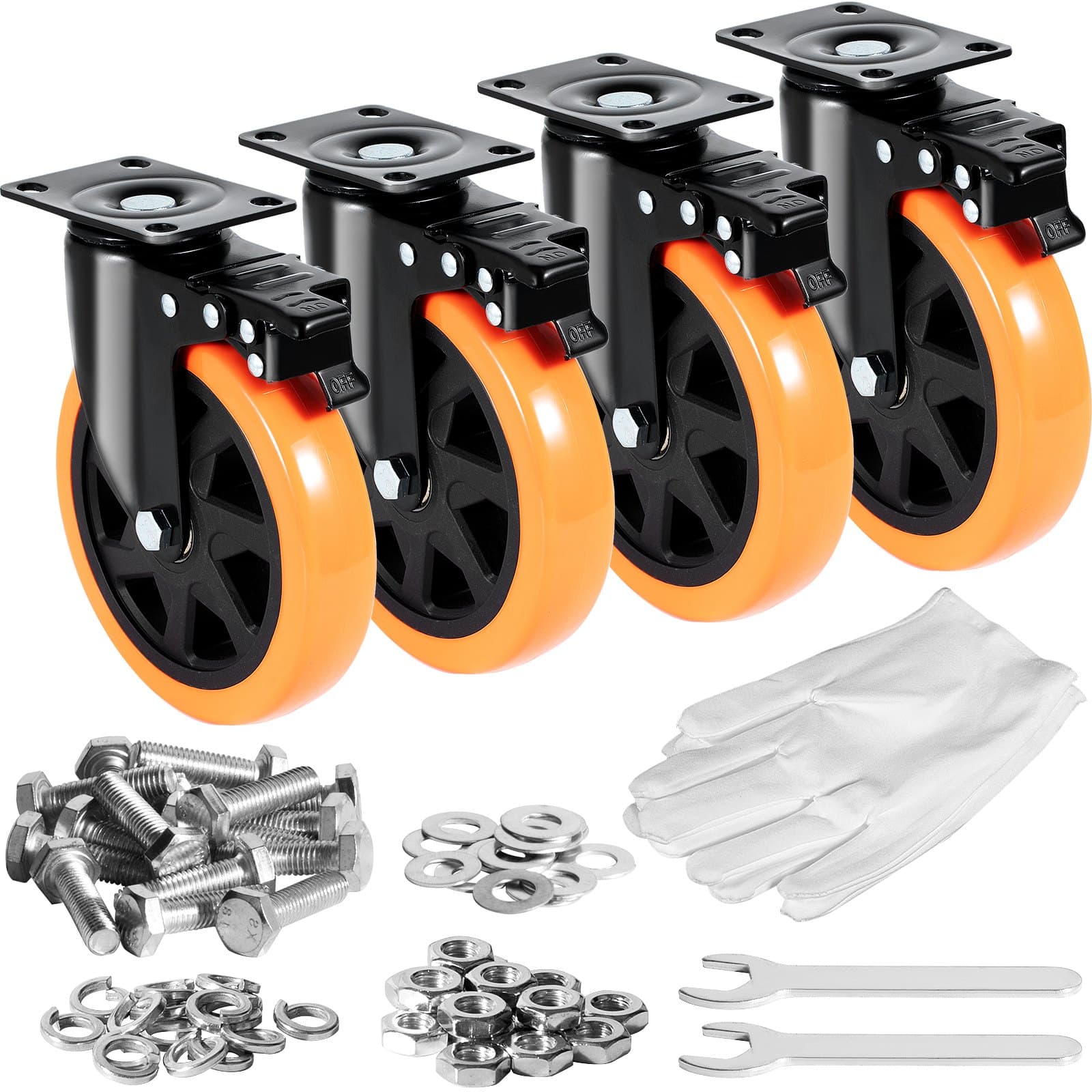 Möbelrollen 4er-Set Lenkrollen PVC 152,4 mm 1.270 kg