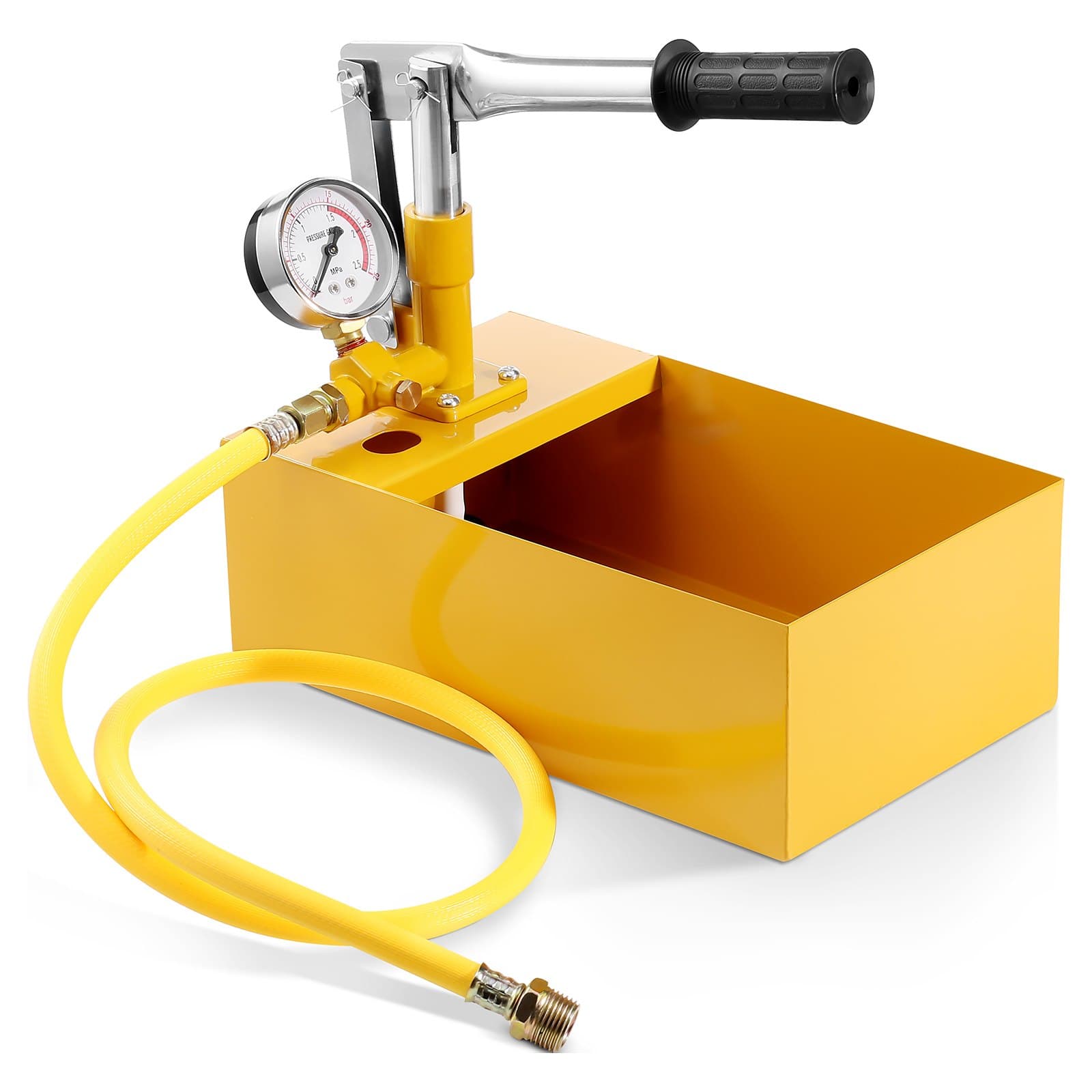 Abdrückpumpe max. 25 bar, Befüllpumpe-Set mit Manometer, 5-L-Tank