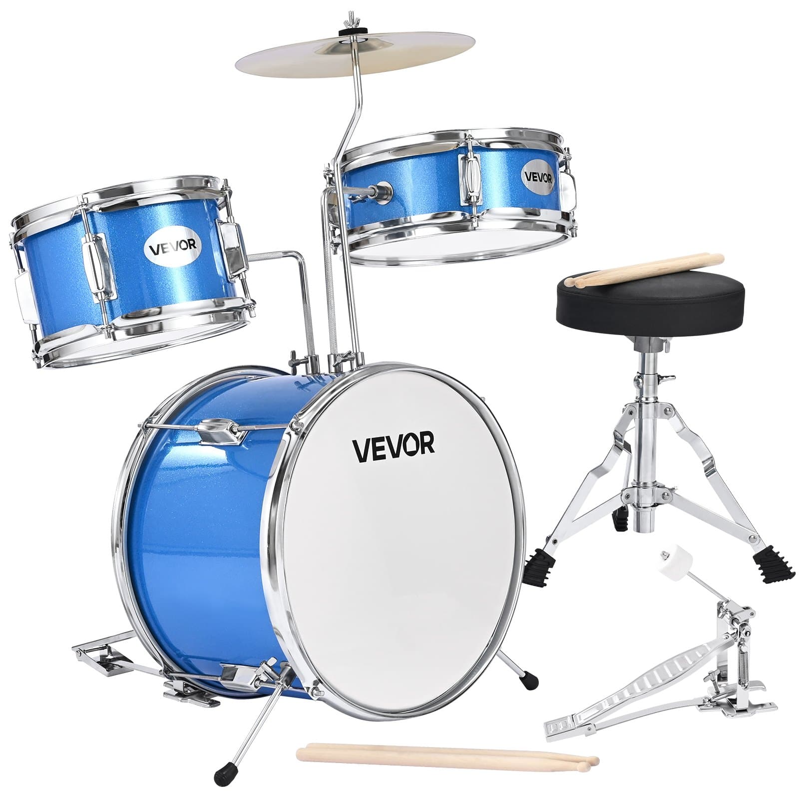 Kit de batterie 3 pièces pour enfants, bleu