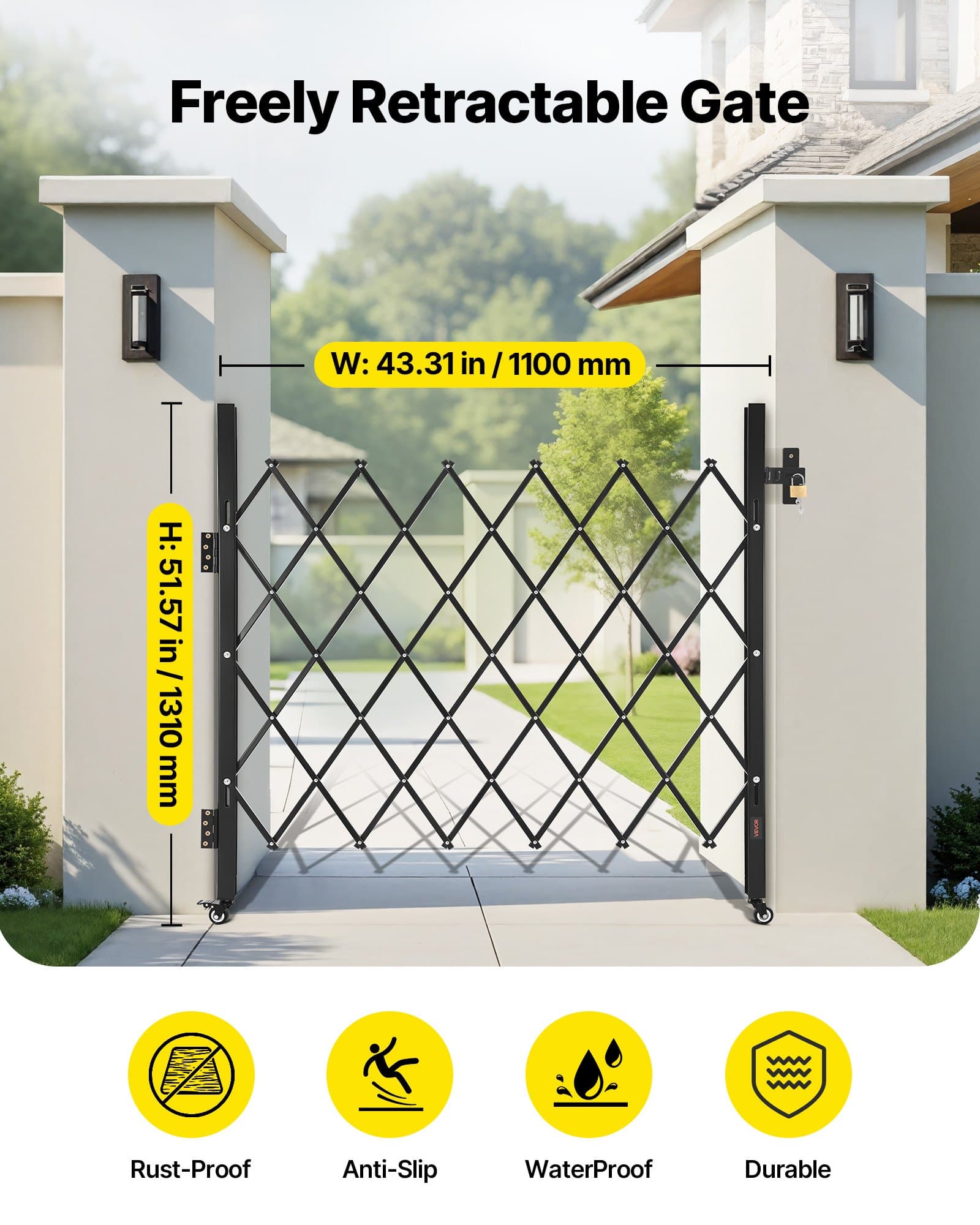 Portail ciseaux pliable verrouillable