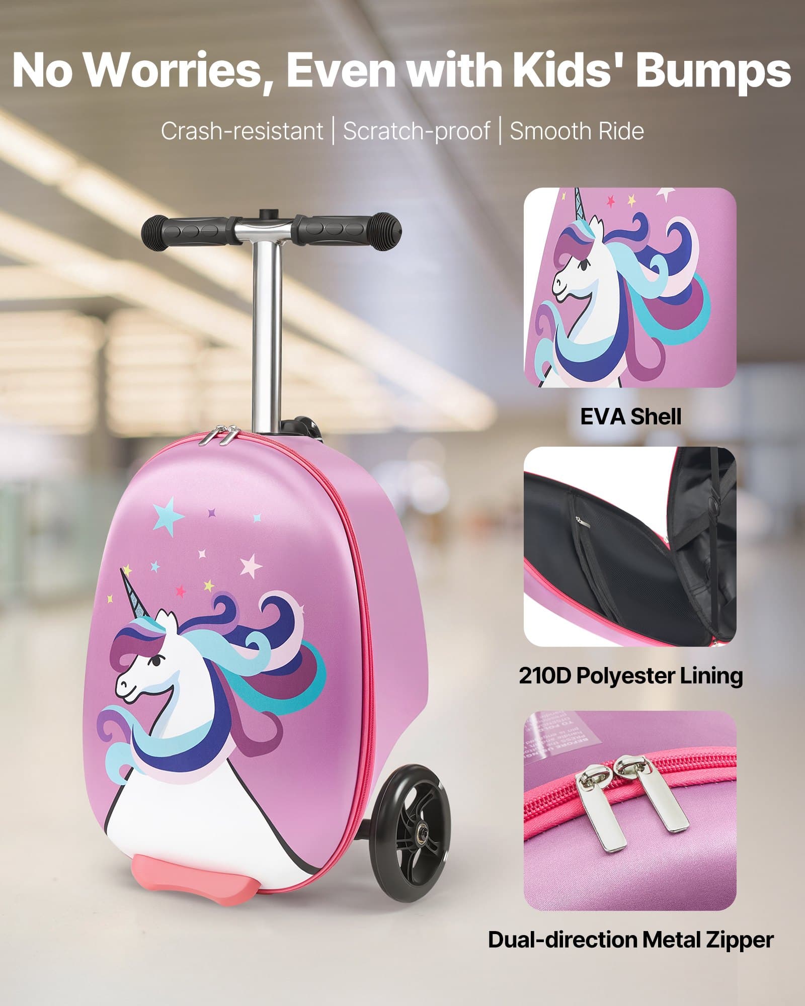 Scooter Suitcase, 20 L, with Flash PU Wheels, Purple