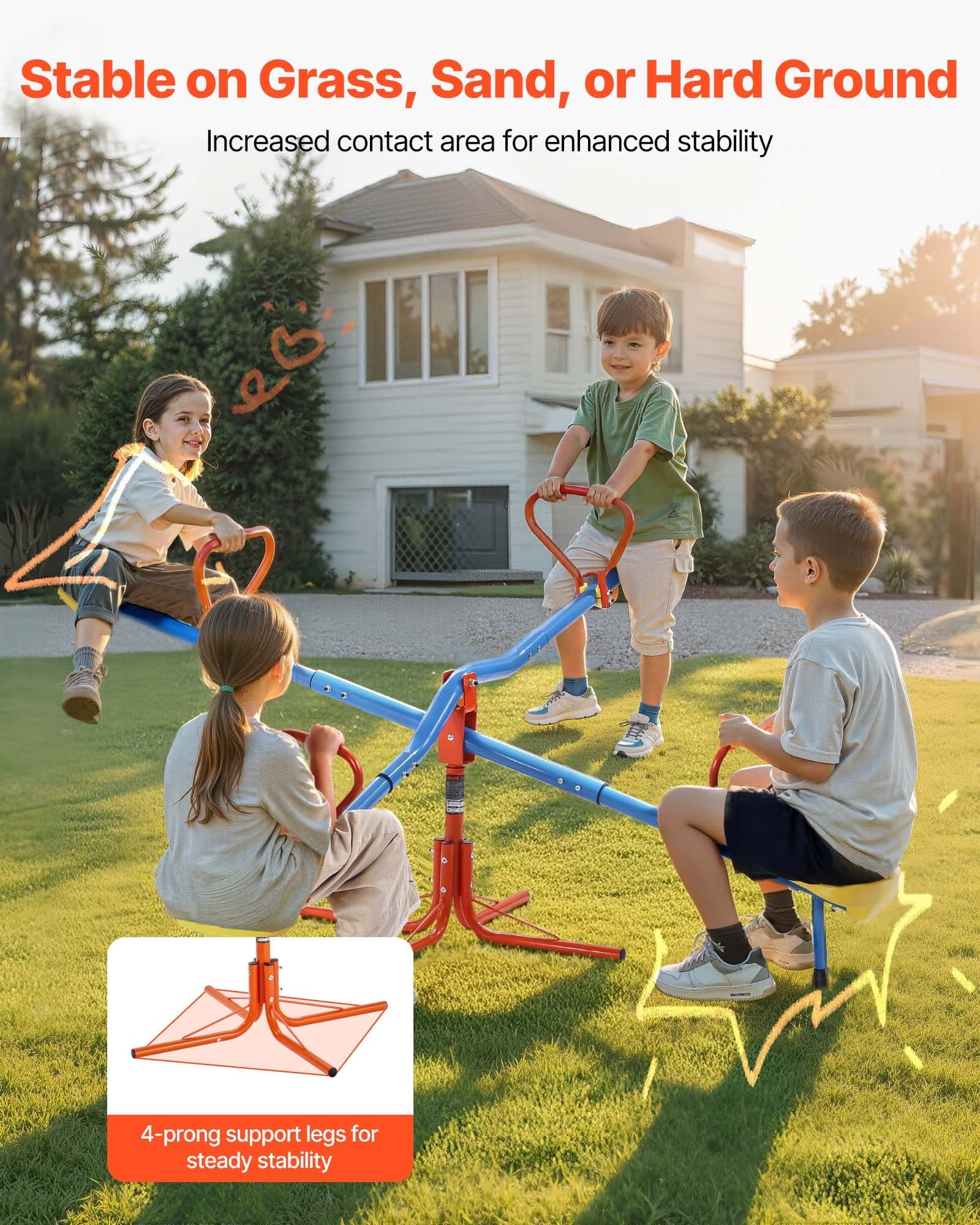 Balançoire rotative de jardin 4 places pour enfants