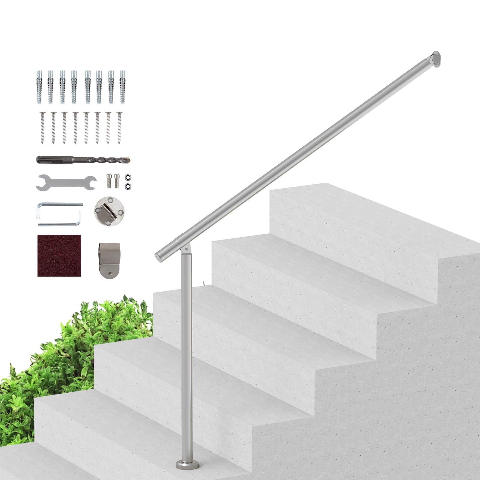 Handlauf für Außentreppen, 120 cm, Wand- und Bodenmontage
