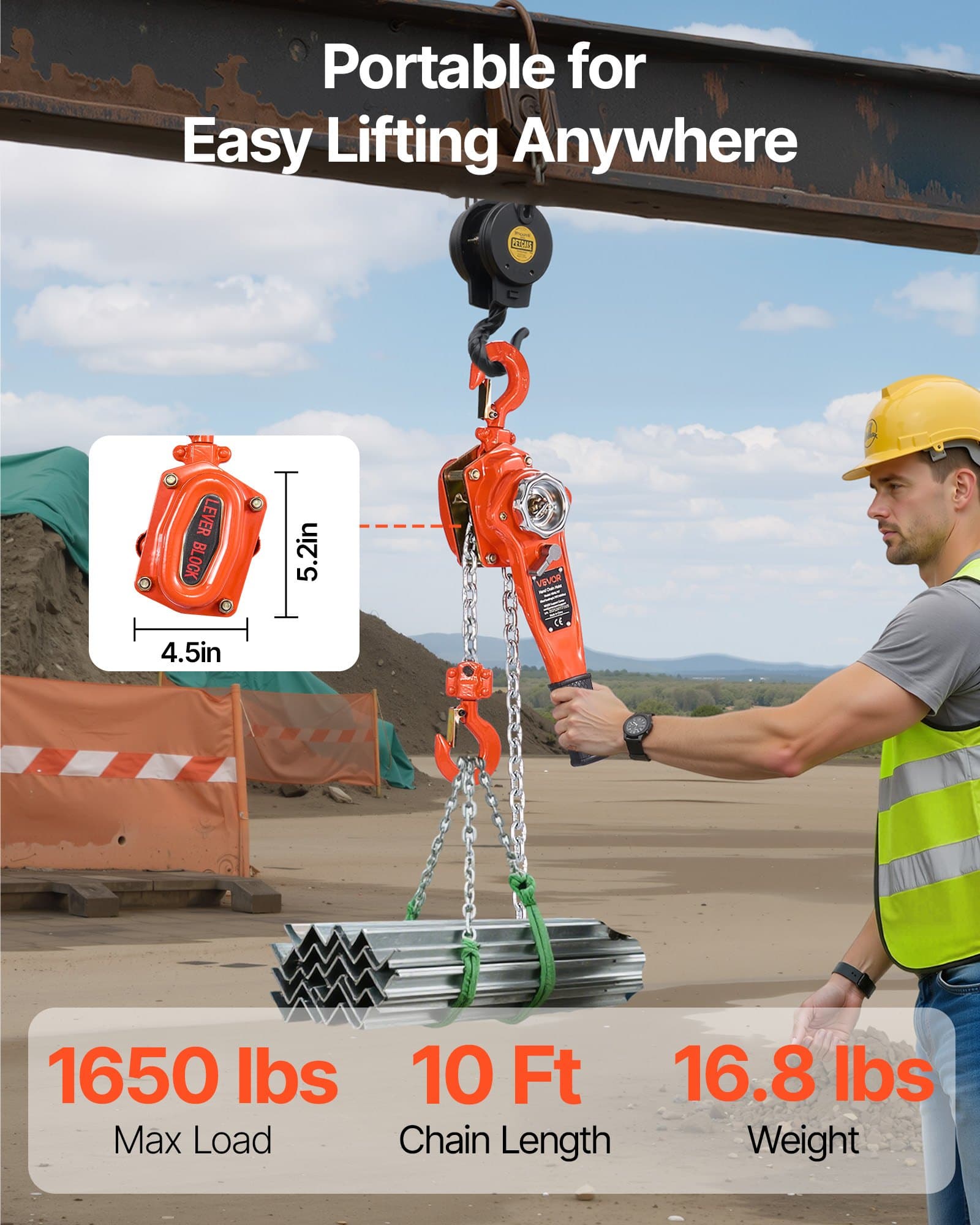 Handkettenzug Hebelzug 750 kg 3 m Hub