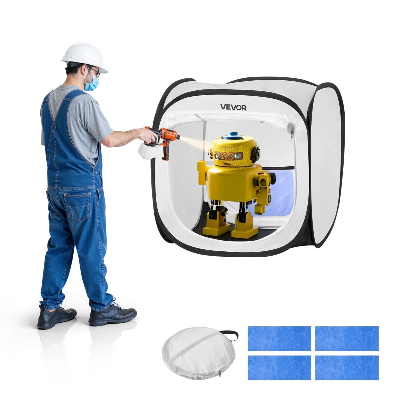 Tragbares Pop-Up-Lackierzelt 405x405x43 cm