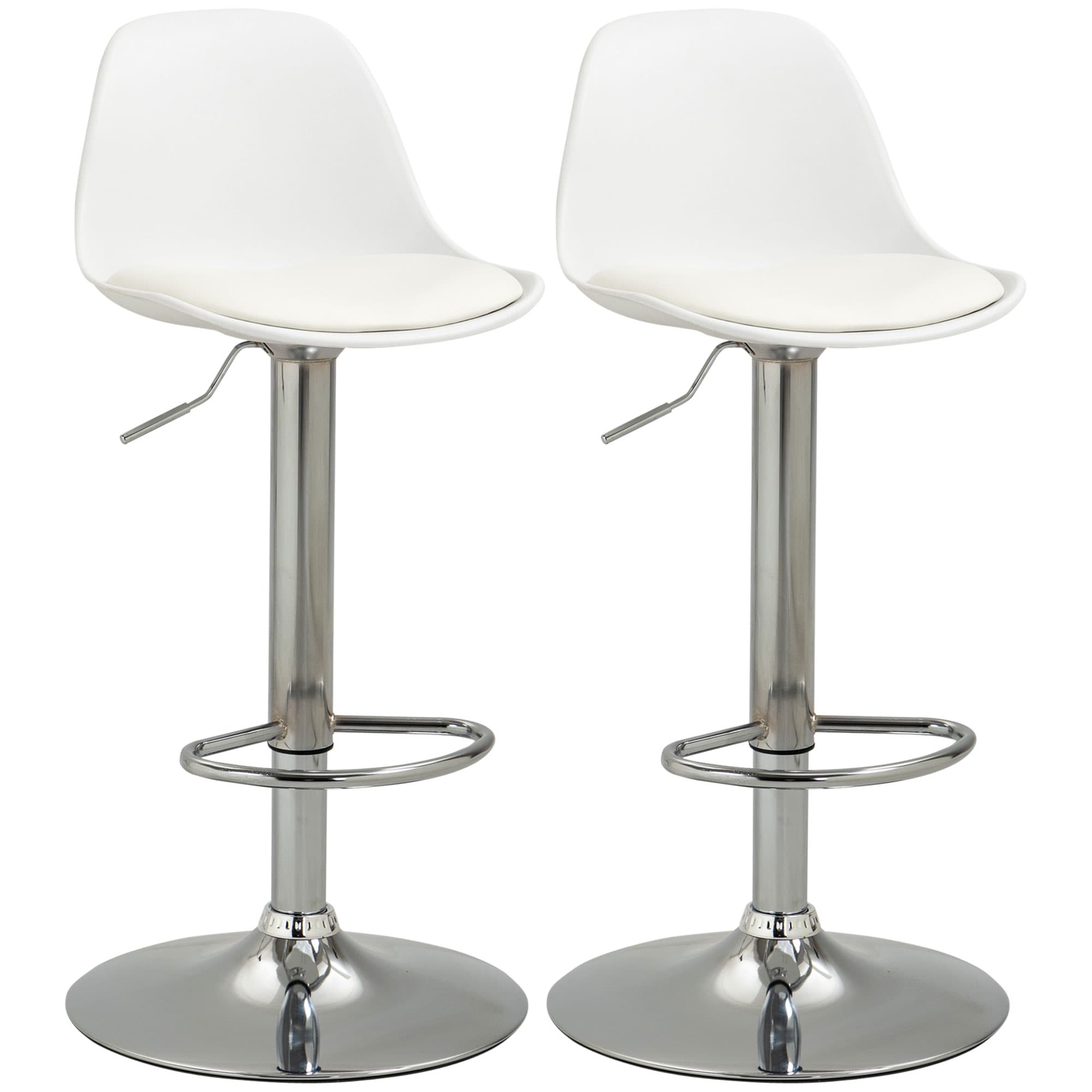 2er-Set Barhocker, drehbar, höhenverstellbar, weiß