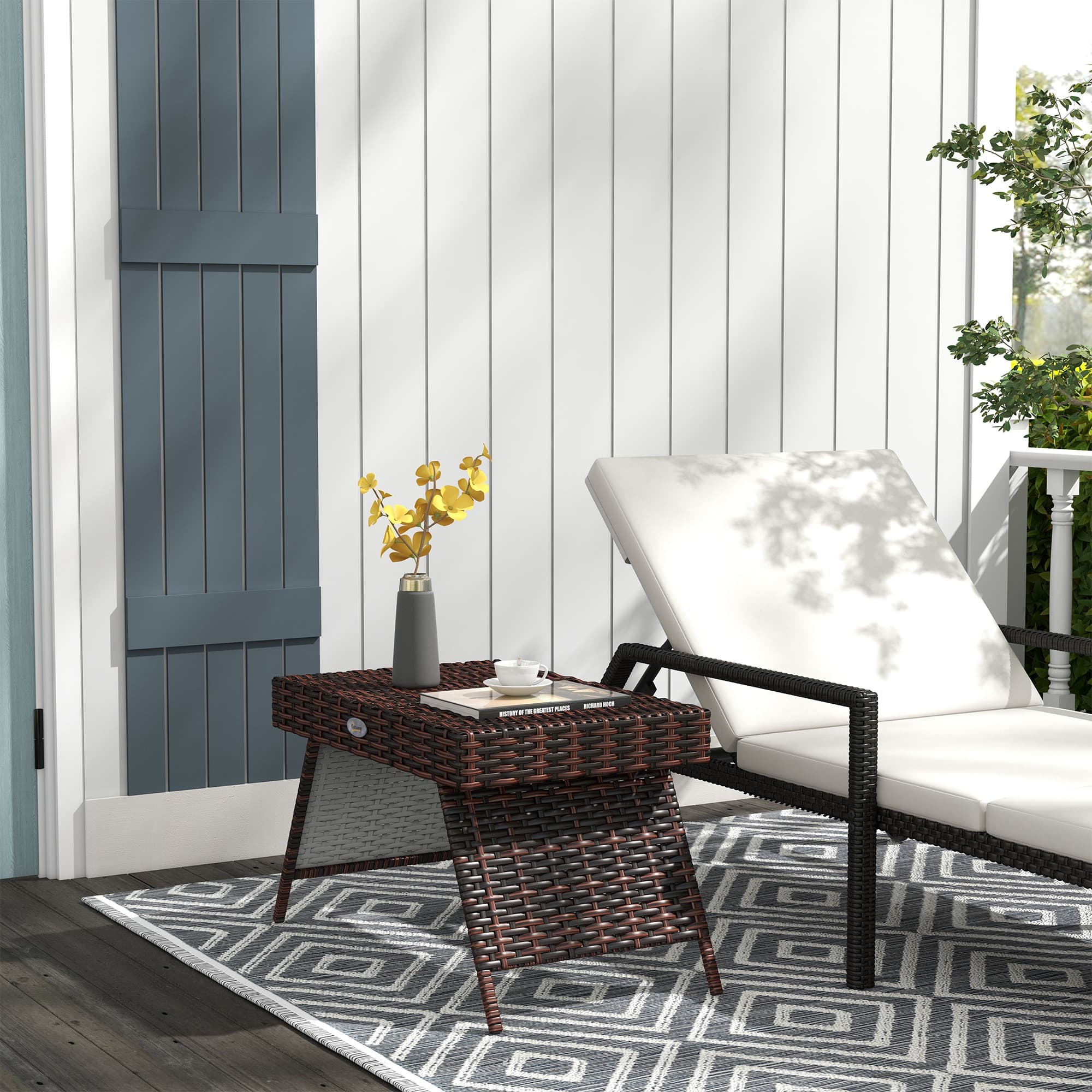 Gartentisch aus PE-Rattan, braun, 60 x 41 x 41 cm