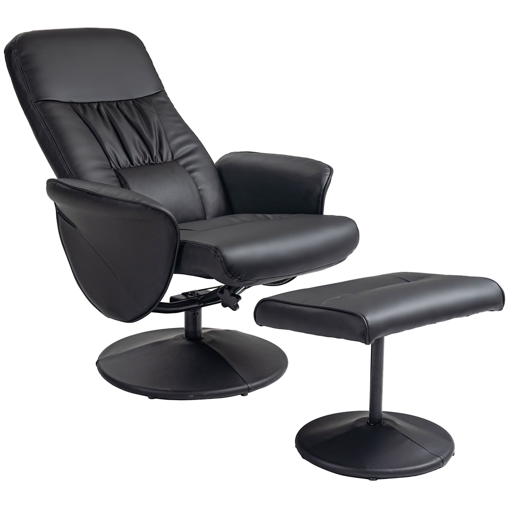 2-teiliges Sessel-Set mit Fußhocker, Relaxsessel, schwarz