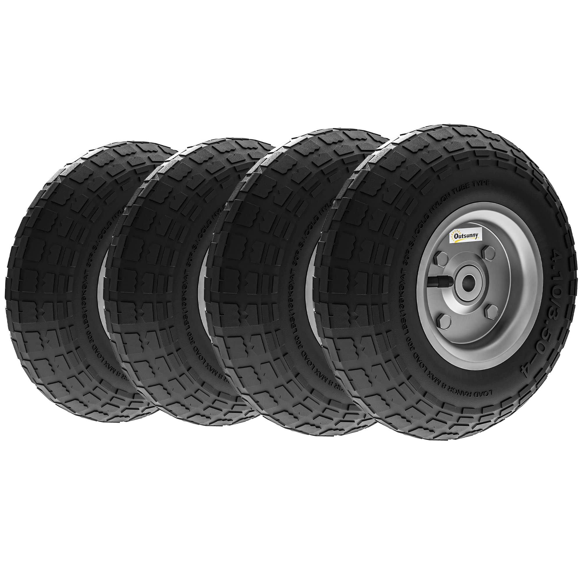 Schubkarrenrad 4er Set Ersatzrad 80 kg Ø 255 mm Vollgummi