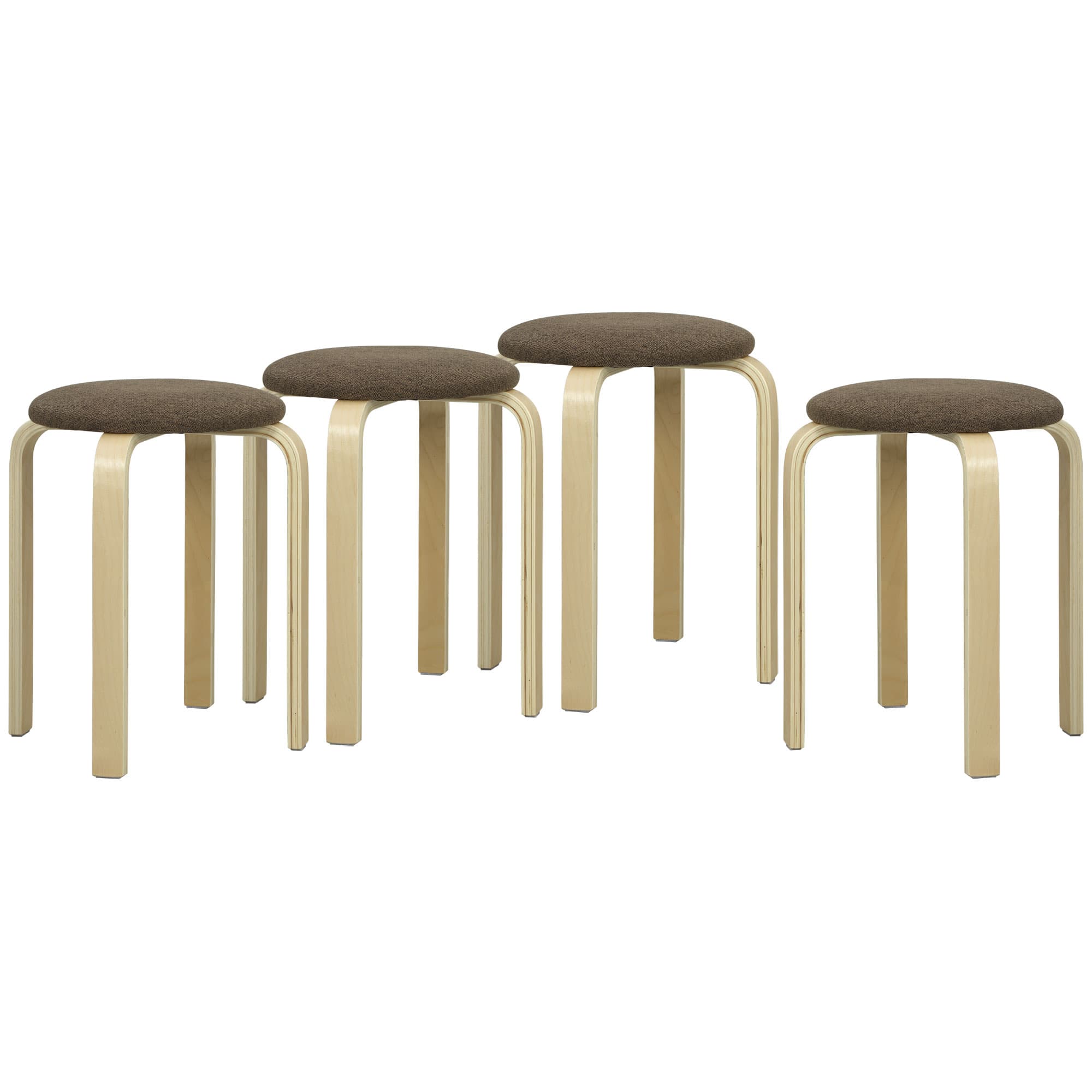 Polsterhocker im 4er-Set, stapelbar, braun