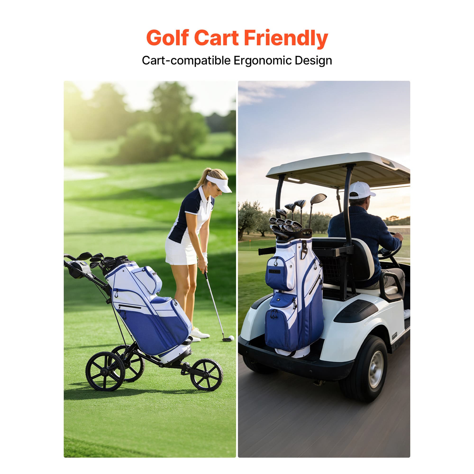 Borsa per carrello da golf, Organizzatore divisorio a 15 vie in alto, Borsa per club da golf con divisore completo, Tasche di stoccaggio, Spalla ergonomica, Cappuccio antipioggia, Cerniera liscia