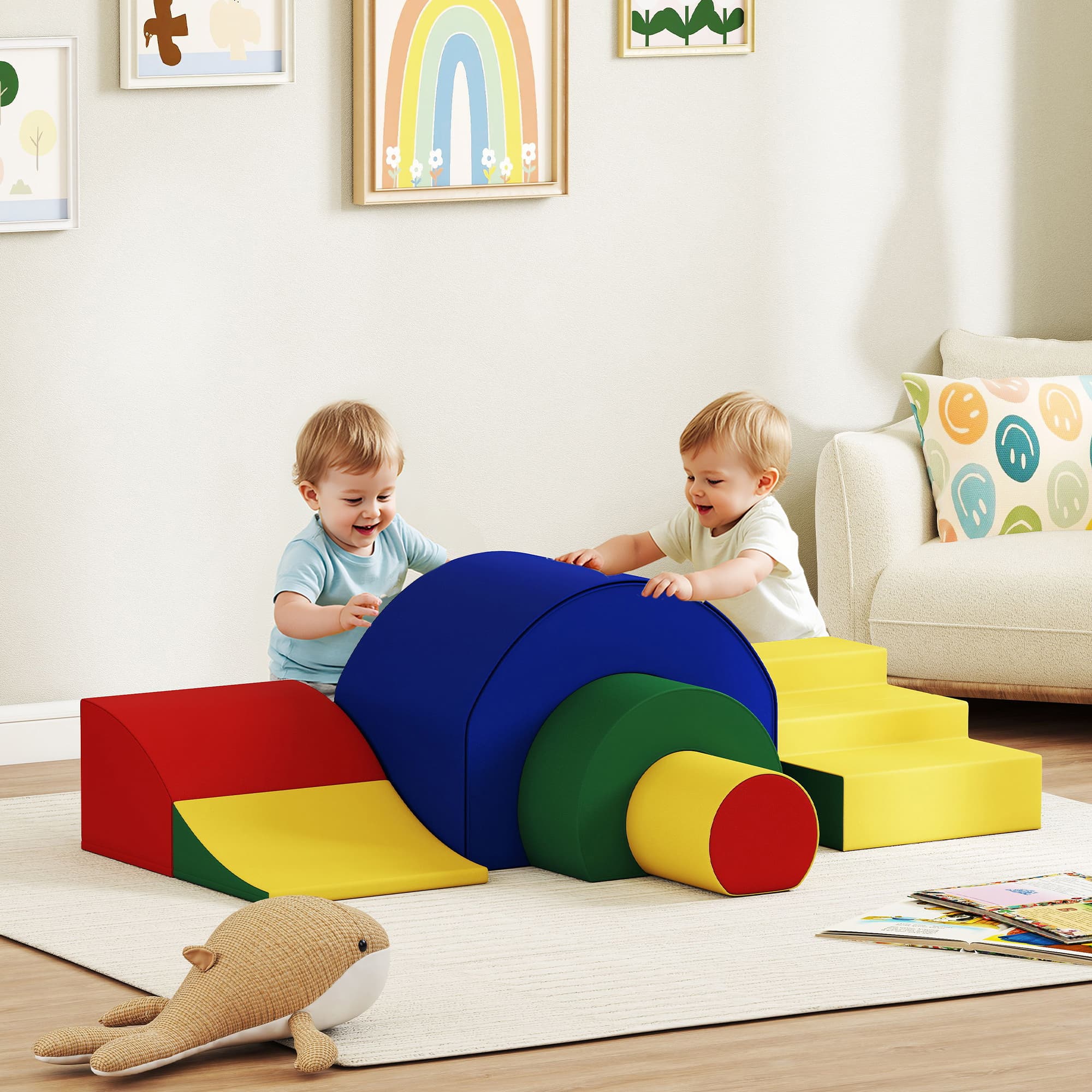 5-teiliges Softbaustein-Set für Babys und Kleinkinder, Schaumstoff, Kunstleder
