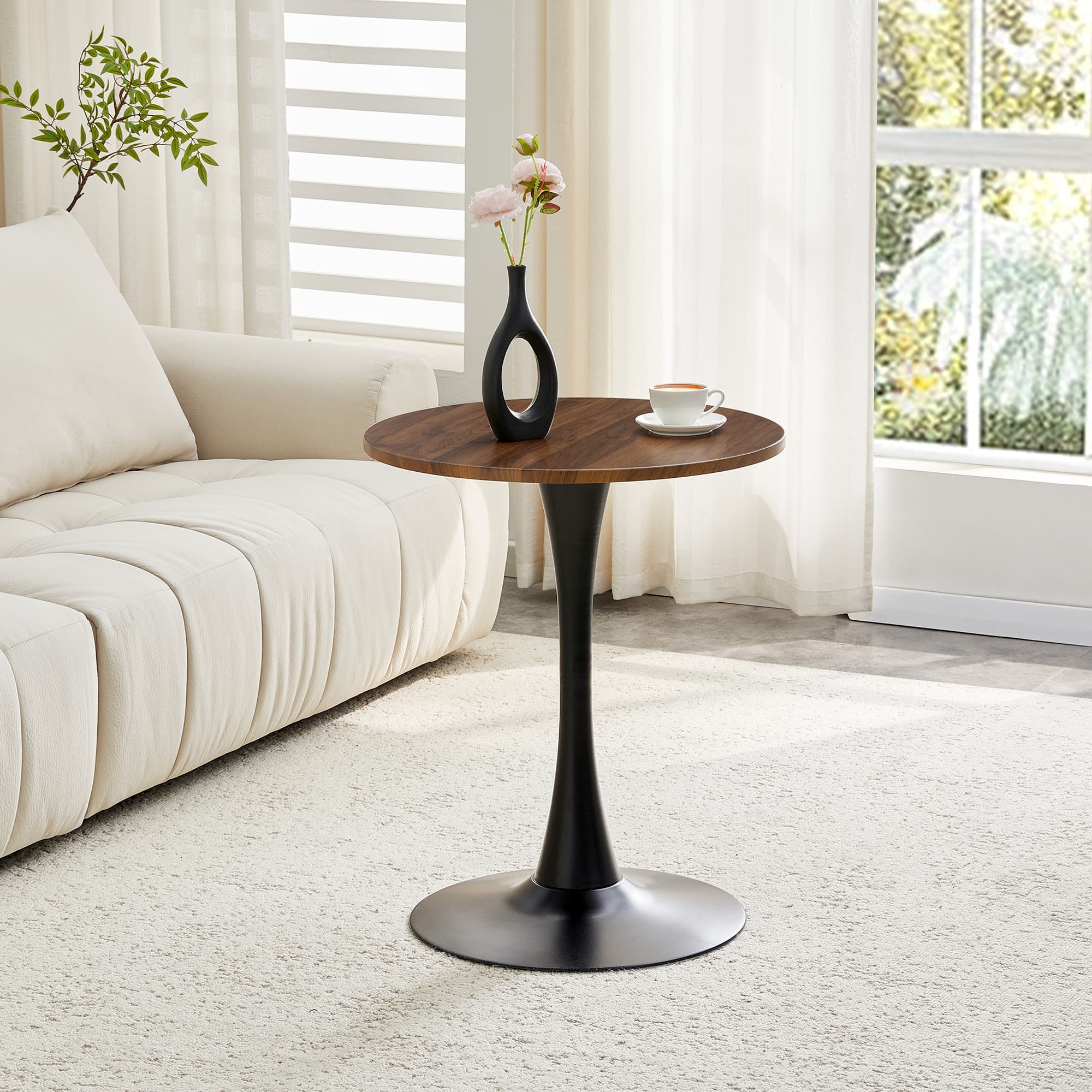 Runder Beistelltisch 60 cm Nussbaum-Optik