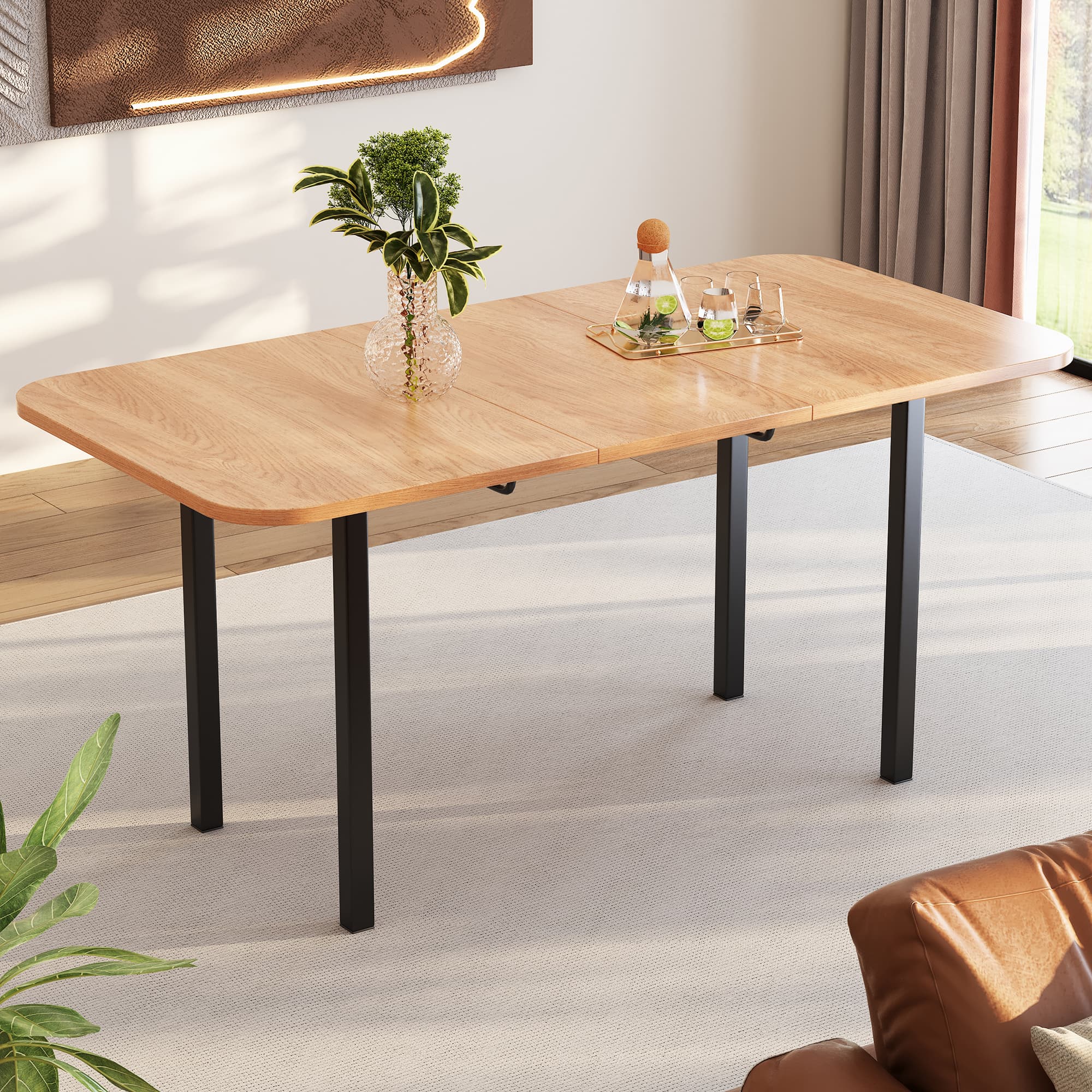 Ausziehbarer Esstisch aus Holz, 120 cm