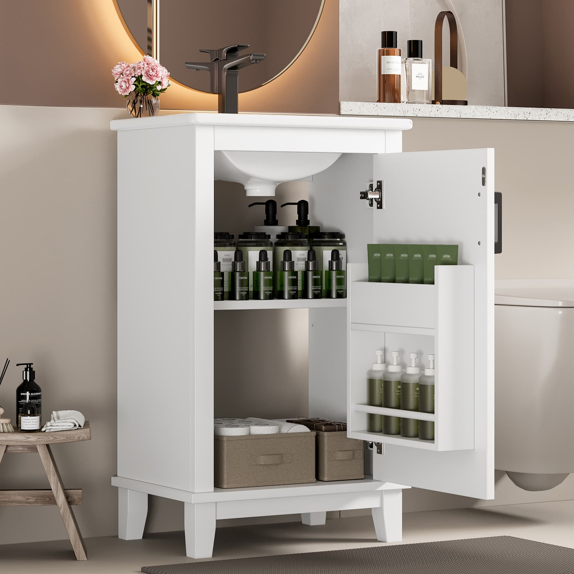 Weißer Waschbeckenunterschrank 51x34x83 cm