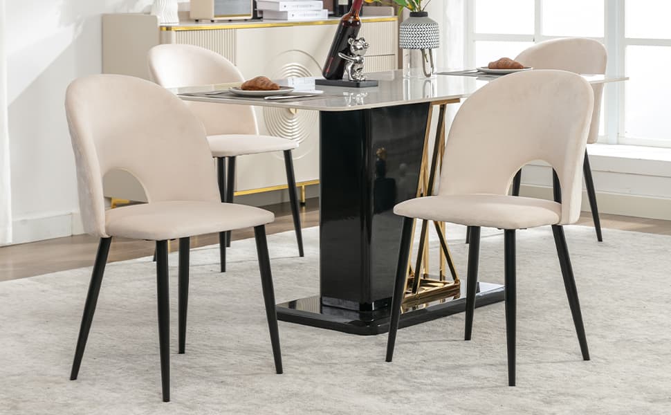 Esszimmerstuhl 4er Set Samtoptik mit Rückenlehne