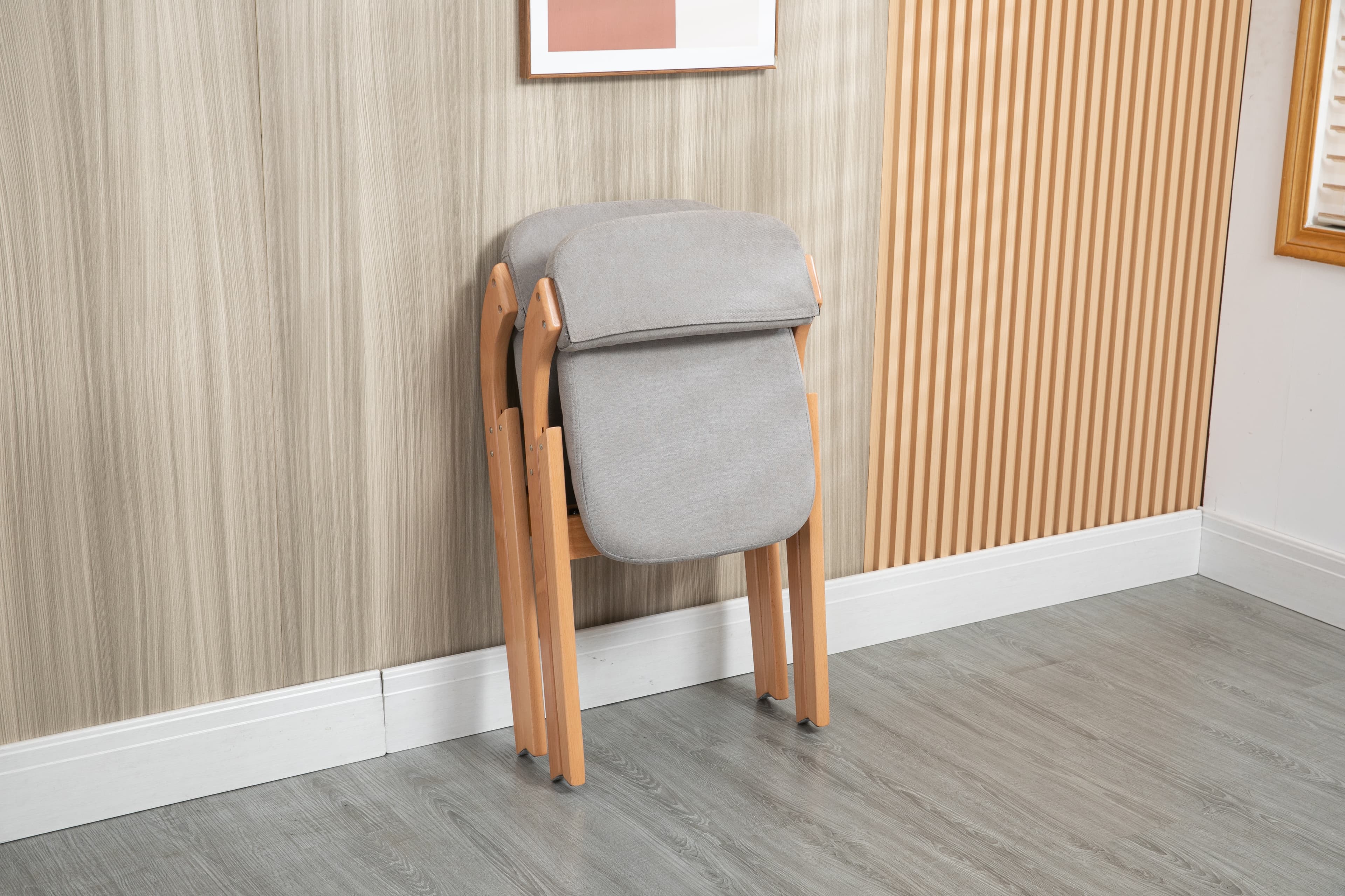 Klappstuhl-Set gepolsterte Sitze Holz grau 2er
